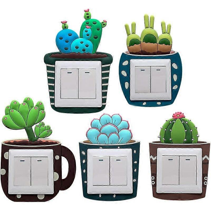 5 Pcs Cactus Switch Sticker Wall Decor