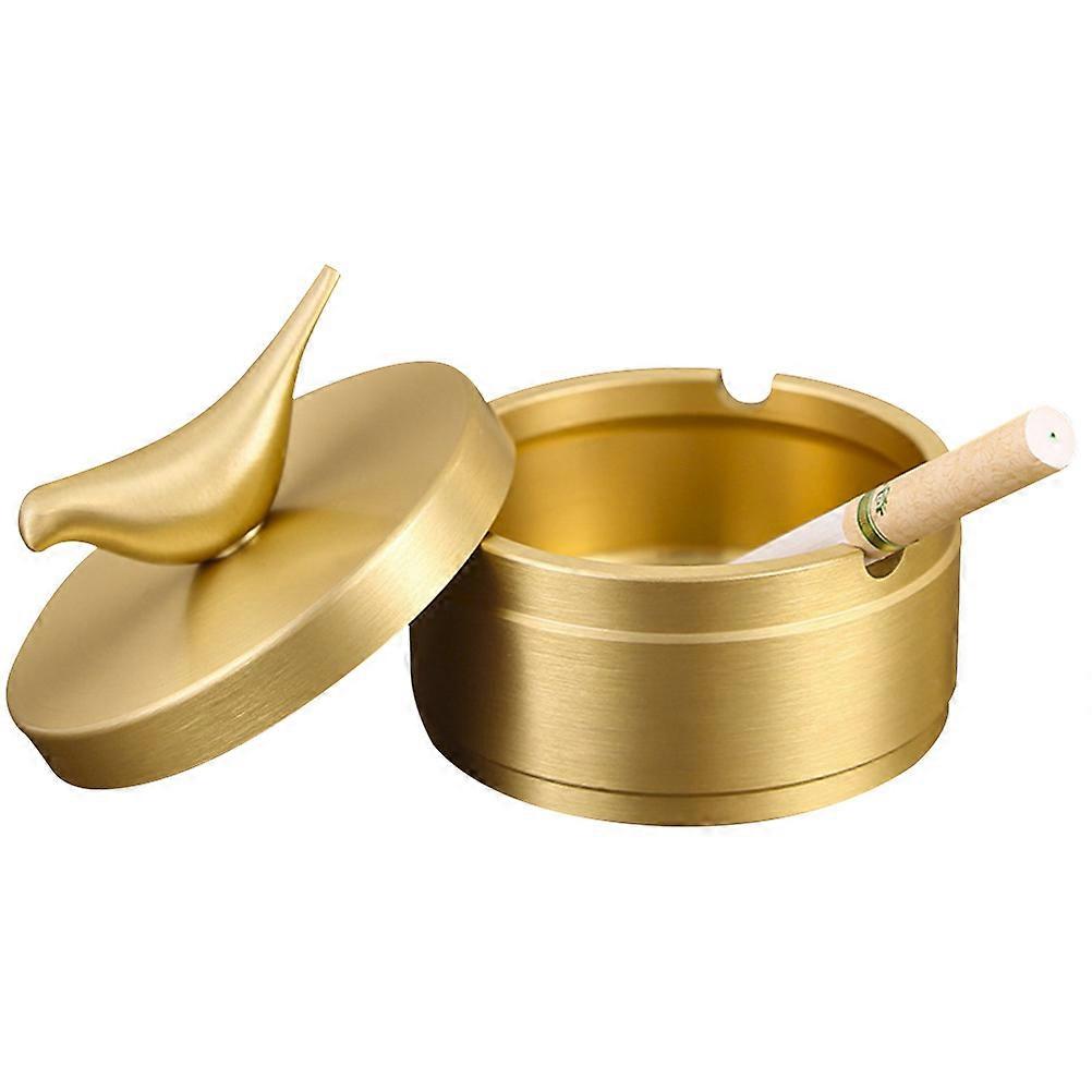 Golden Brass Ashtray for Storage Use 2Pcs Simple Bird Pattern Ashtray