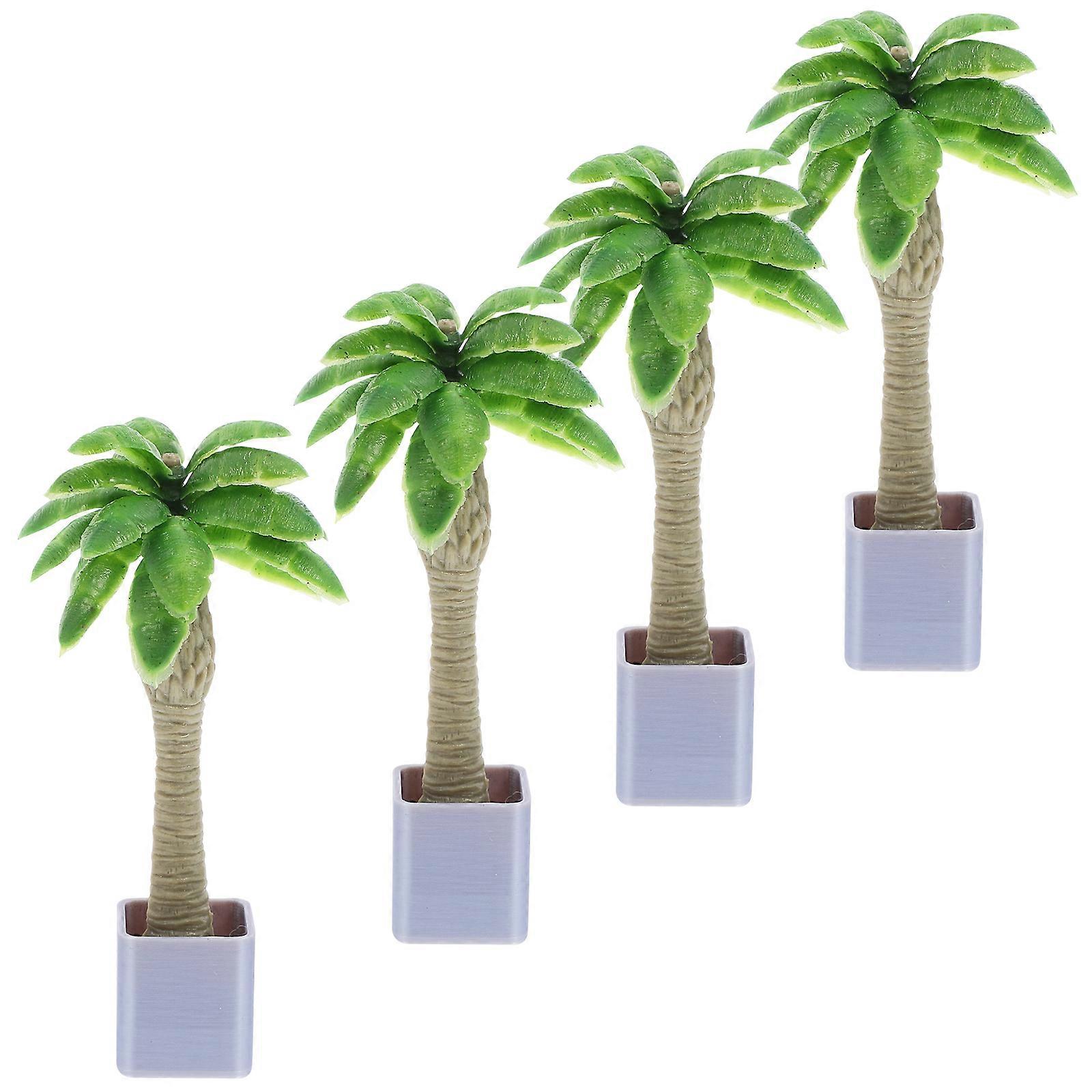 12 Pcs Miniature Coconut Trees For Decoration Indoor Spaces Ideal For Sand Table Models With High Realism And Green Color