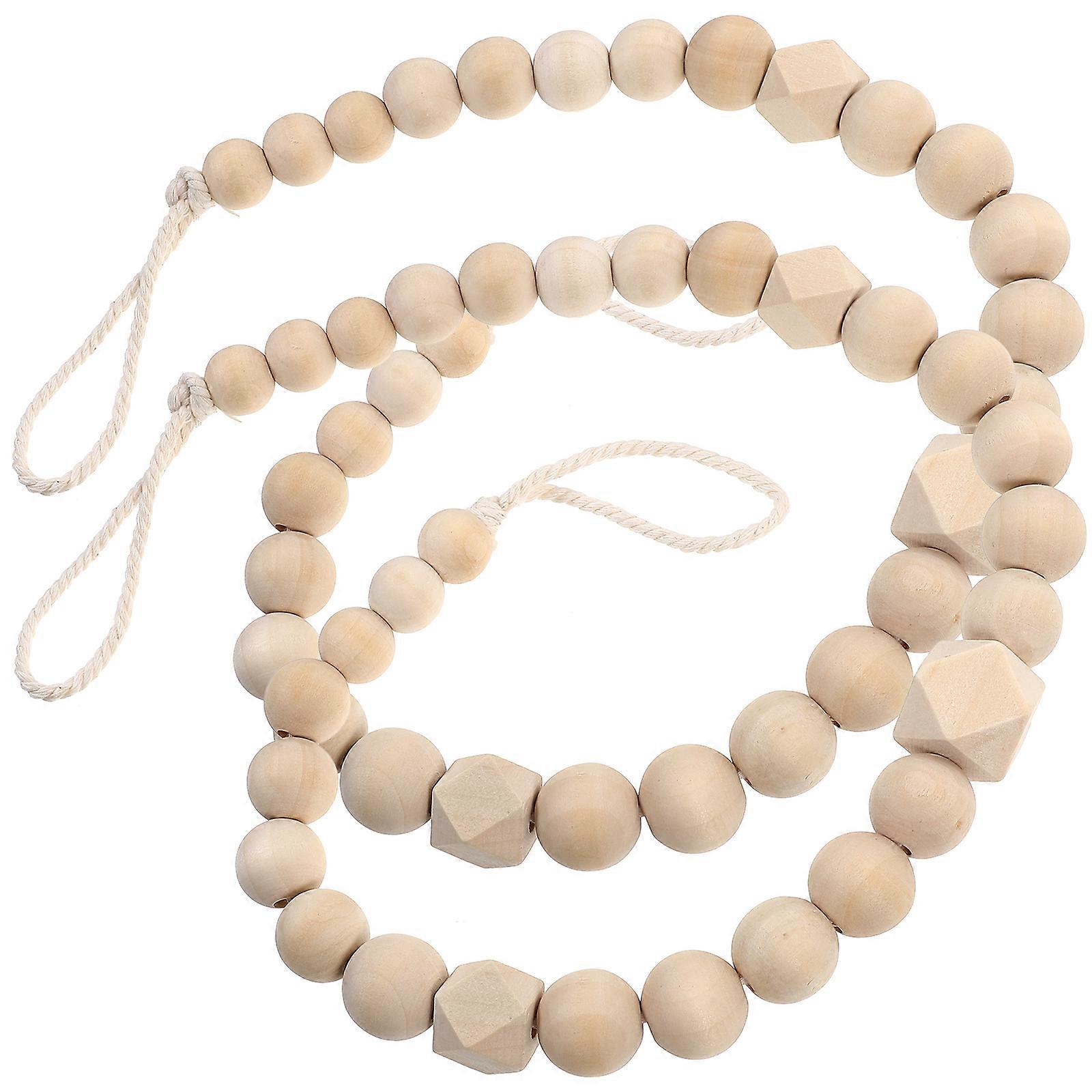 Decorative Wood Beads Curtain Tiebacks for Curtain with 8Pcs Holdbacks