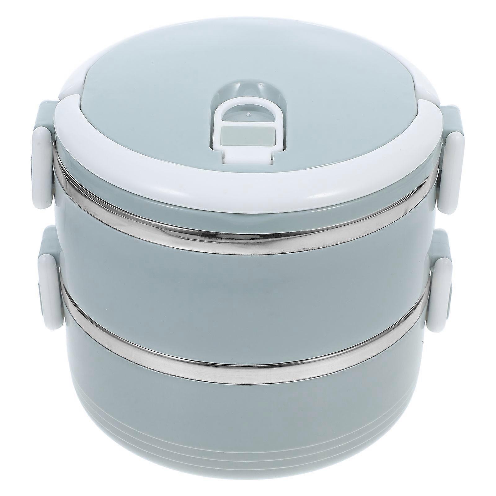 Double Layer Lunch Box Stainless Steel Practical Container For Work 15X14CM Leakproof 1Pcs
