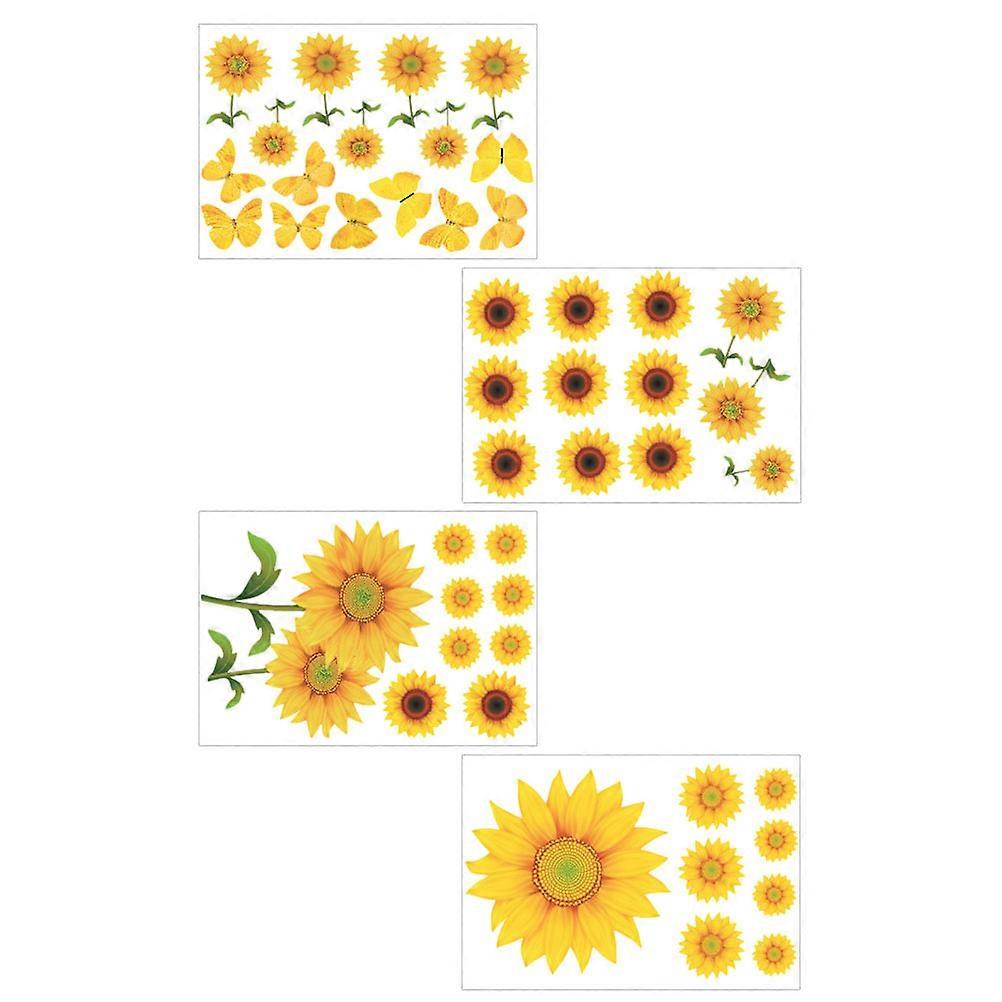 Sunflower Wall Sticker Decor PVC Self-Adhesive Removable Decal 8 Sheets