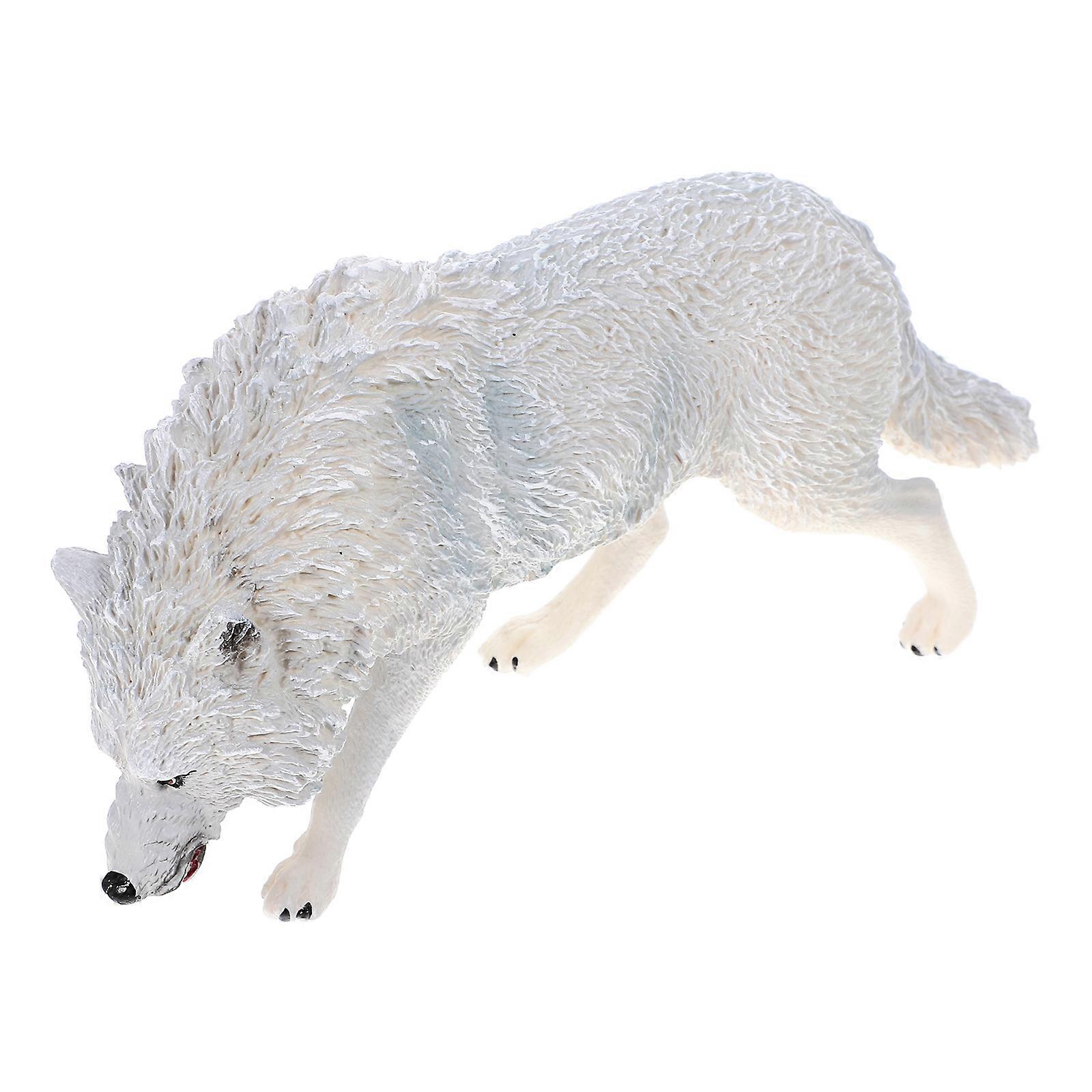 Cognitive Wolf Model Decorative Animal Figurine for Decoration White ABS
