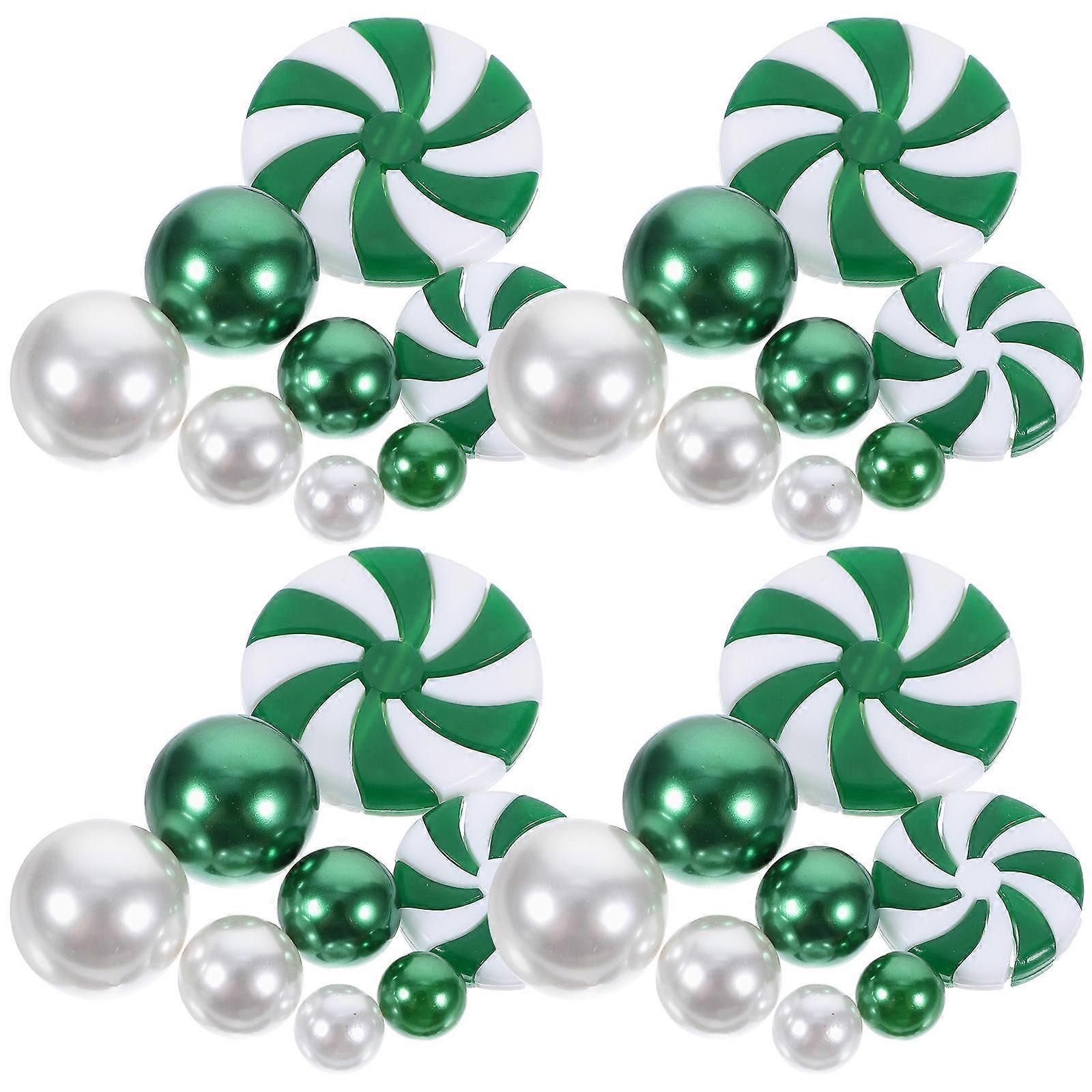 5 Sets Christmas Floating Charms Acrylic Beads Table Scatter Green Decoration Items 2.4X2.4cm