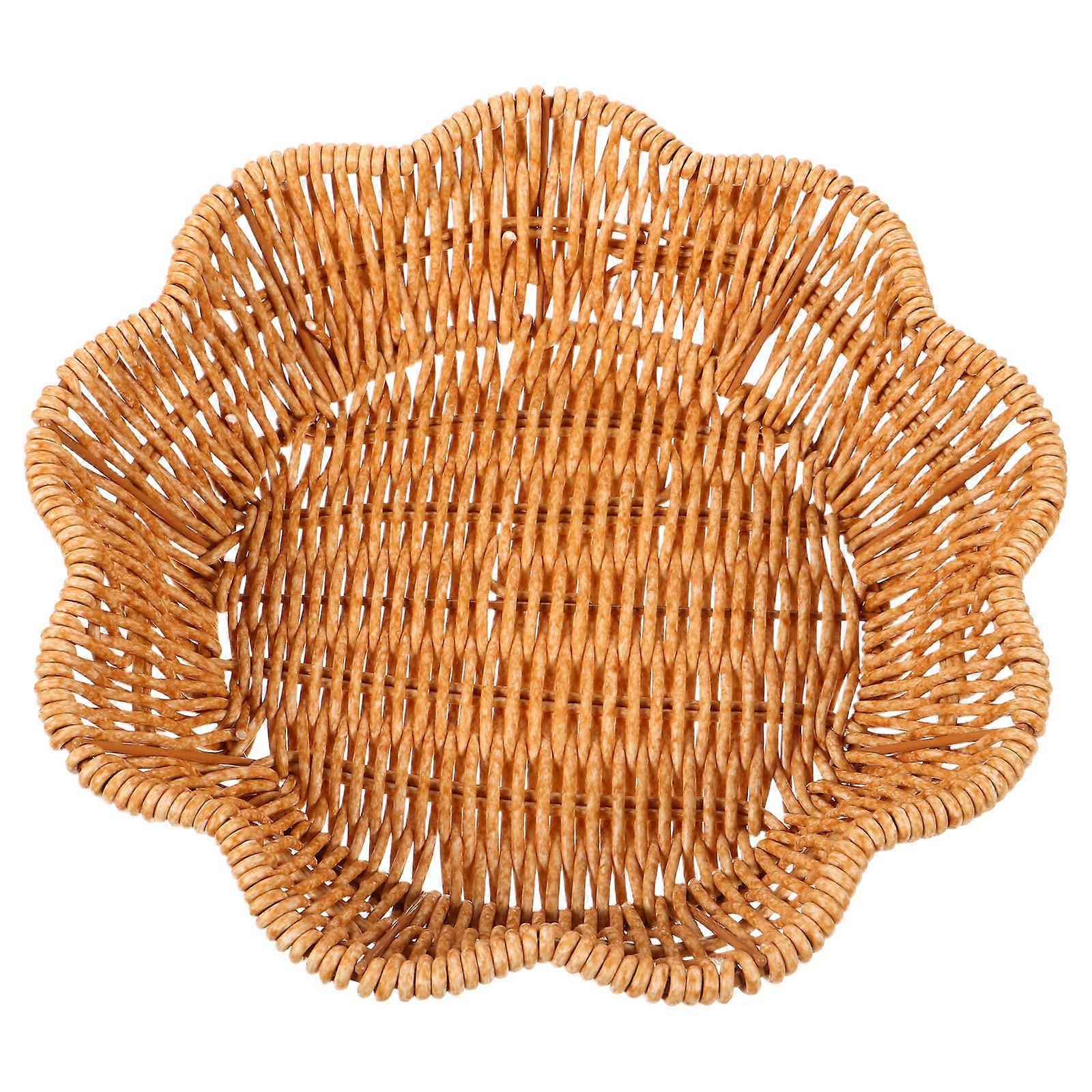 Decorative Fruit Basket for Serving 2Pcs Imitation Rattan Tray