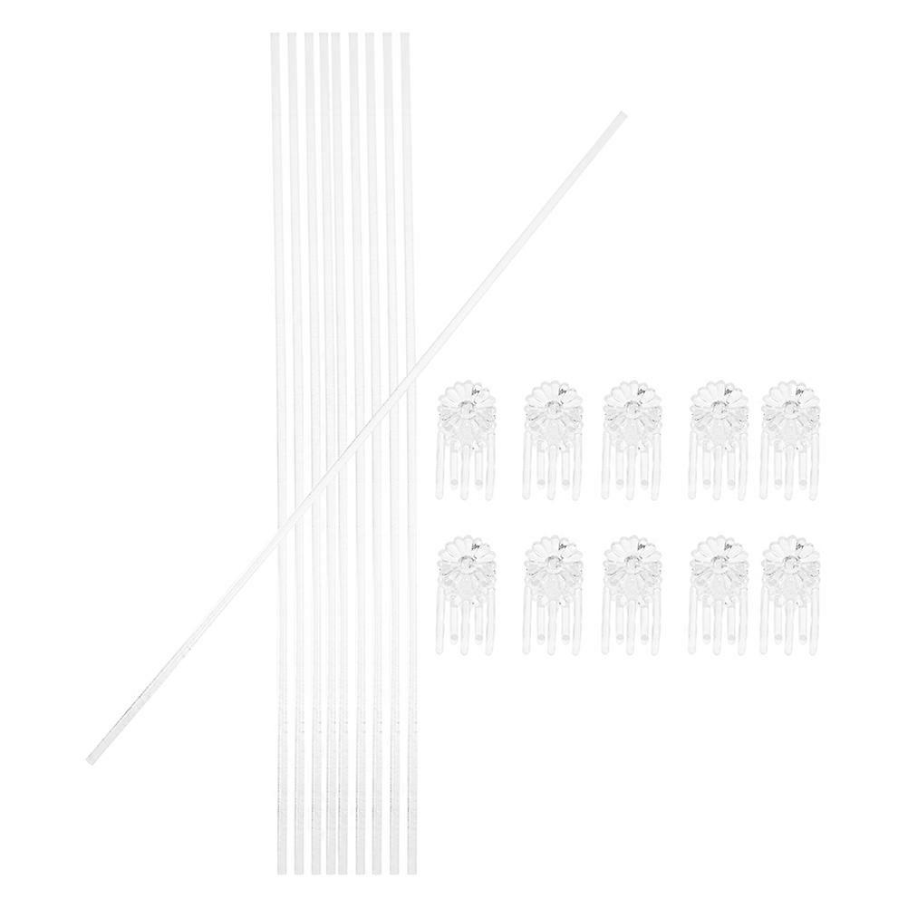 Clear Orchid Stakes and Clips Acrylic Plant Stem Support for 2Sets