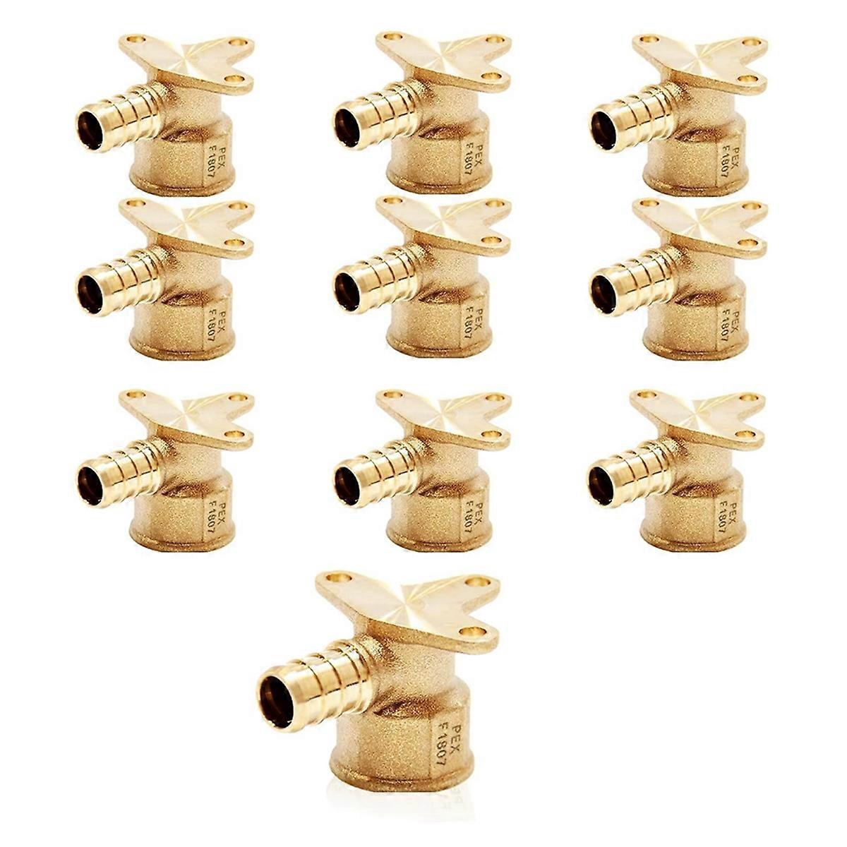 10Pcs PEX Fittings,Pex 1/2in X 1/2in Female Threaded NPT Drop Ear Elbow Adapter,Brass Crimp for PEX