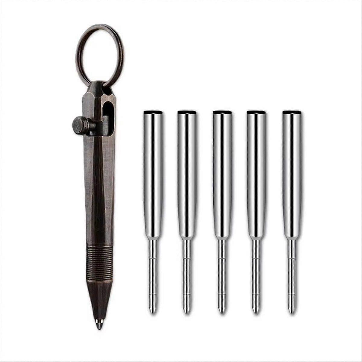 Brass Rollerball Pen 0.5mm Fine Point with Replacement Refills for Smooth Writing, Ideal for Journaling and Office Use B