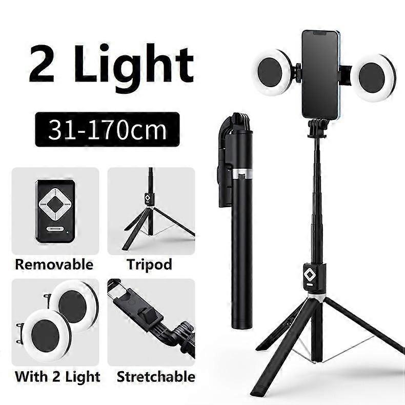 6-in-1 Selfie Stick with Fill Light, 67" Tripod & Page Turner, Bluetooth Remote for Photo/Video, Compatible with TikTok