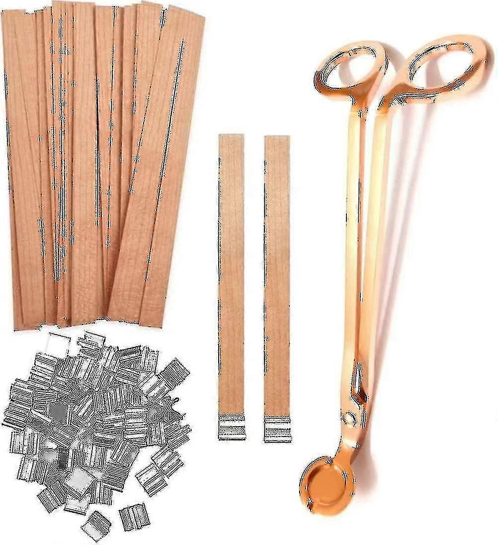 100pcs الخشب فتائل للشموع، الخشب شمعة فتائل الطبيعية الخشبية شمعة فتائل مع شمعة الفتيل المتقلب الدخان طقطقة خشبية شمعة فتائل للكاند