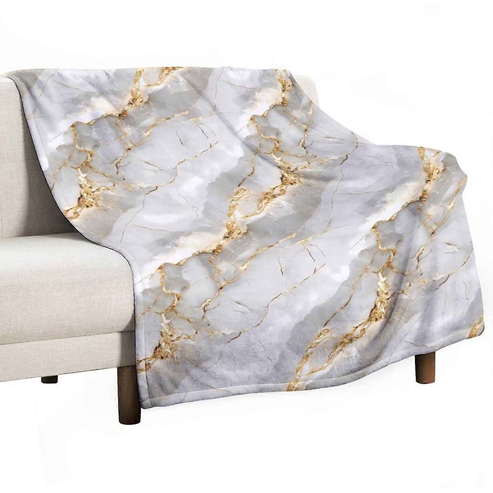 Golden Marble Pattern Super Soft Blanket Christmas Throw Blanket Flannel Microfiber Blankets for Couch Bed Sofa Fluffy and Warm 60"x80"