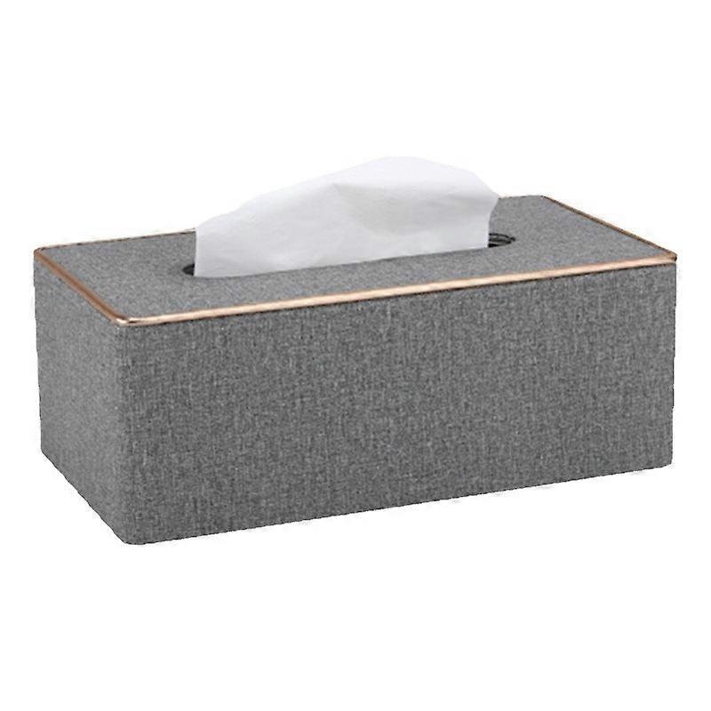 Tissue Box PU Leather Rectangular Tissue Box Holder for Home or Office (Gray)
