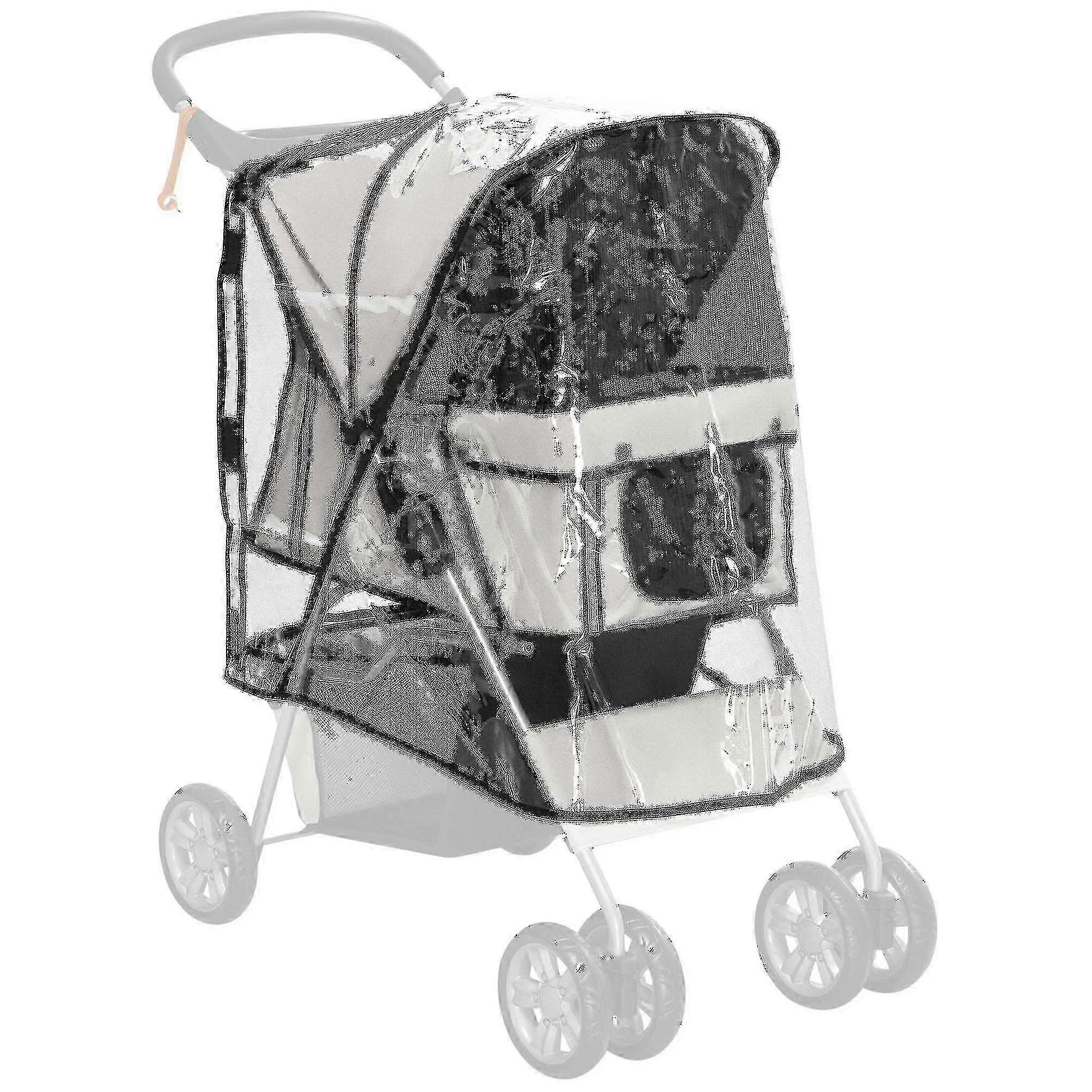 Pawhut Dog Stroller Rain Cover with Rear Entry - 2024 Model, Universal Fit for Dog Prams