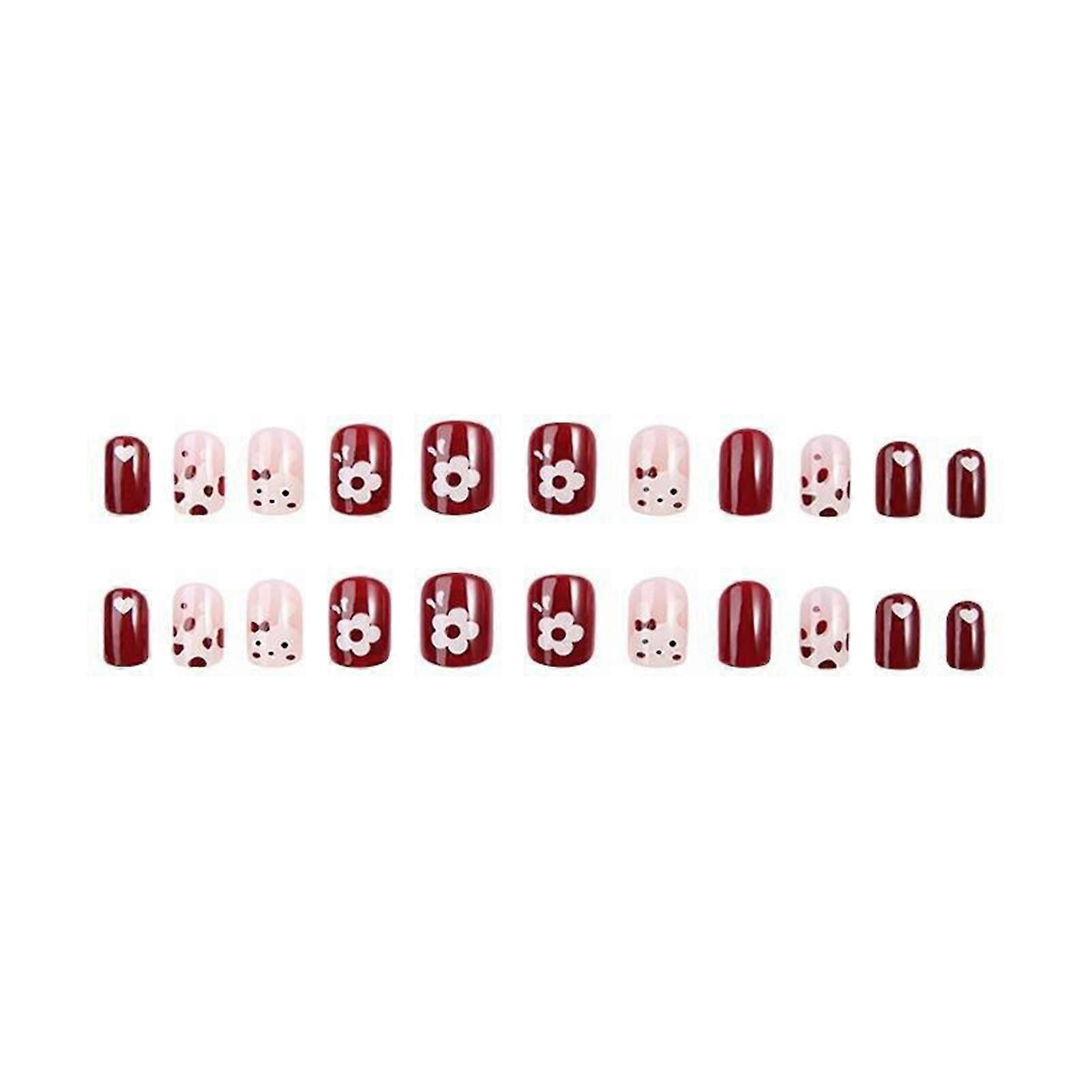 Rabbit Flower Press-on Nails Durable False Artificial Nails For Finger Nail Diy At-home