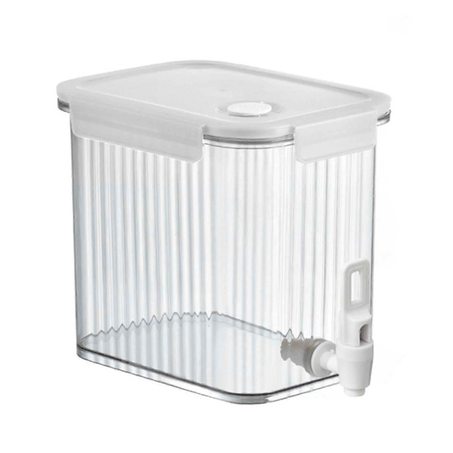Clear Beverage Dispenser Plastic Small Capacity With Spigot For Fridge Refrigerator Drinks Container White
