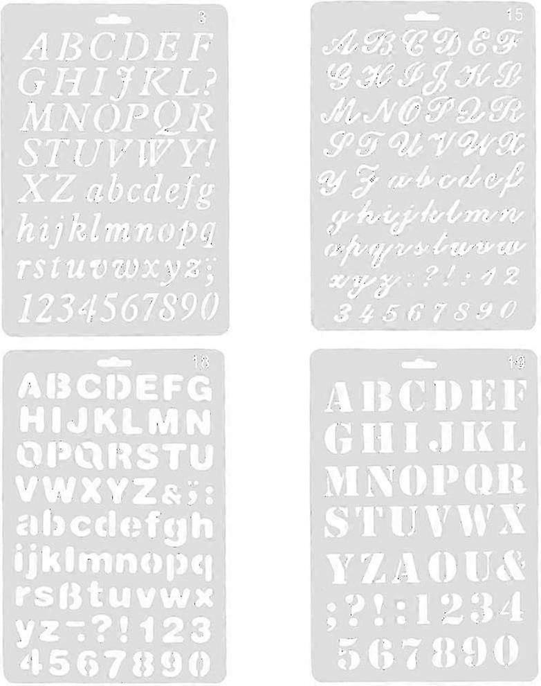 4 Pieces Alphabet Painting Stencils Set, Assorted Styles Reusable Numbers and Letters Art Drawing Templates Stencils for DIY Craft Projects miao4