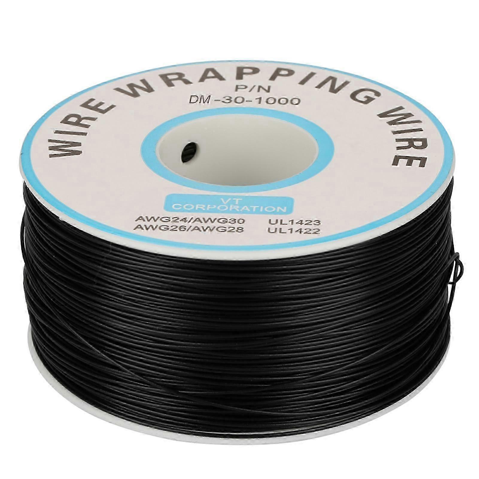 1Roll WiRe Wrapping Single Copper Wire Strand 30AWG Cable 0.25mm Core Diameter (Black)