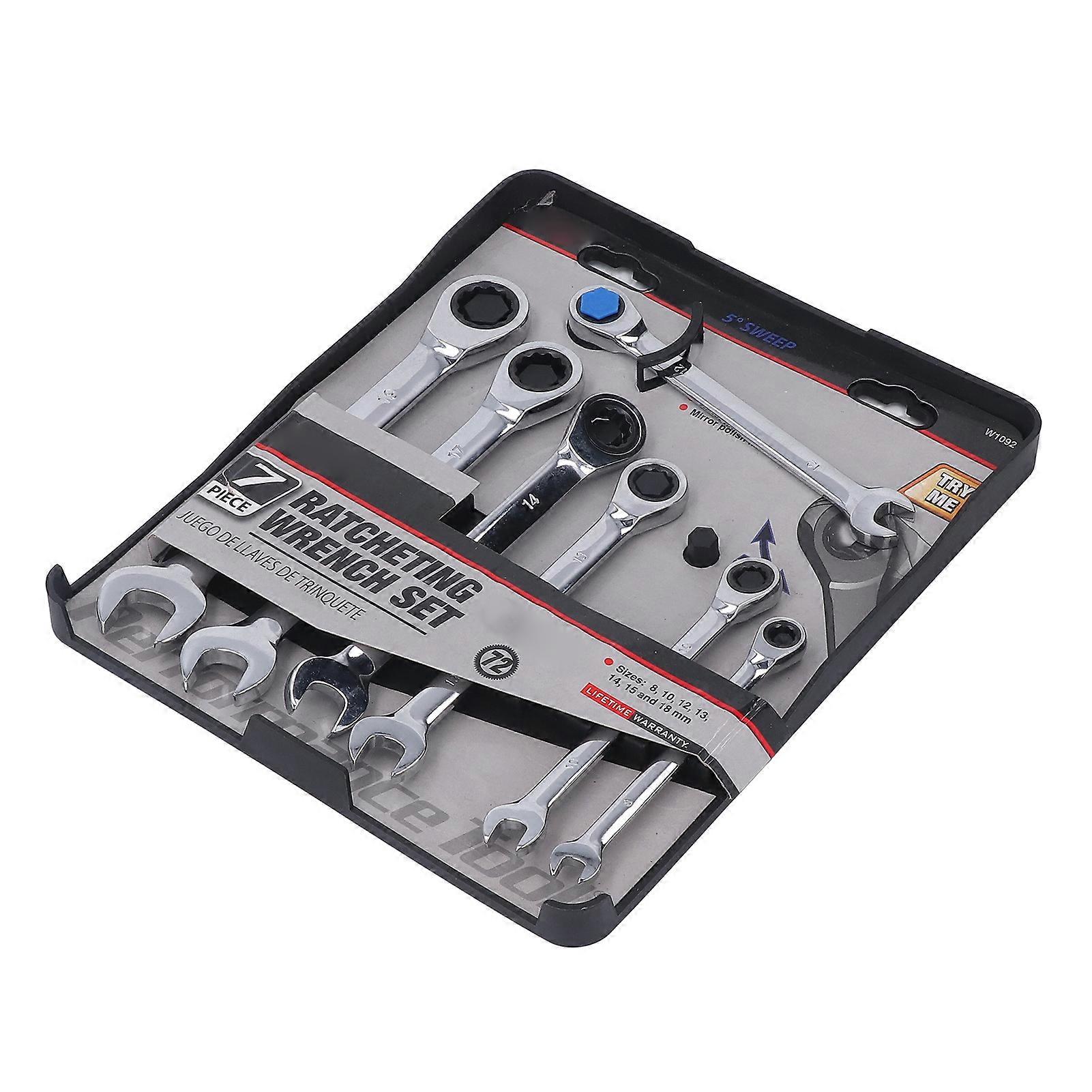 Fix Head Ratcheting Wrench Set Combination Chrome Plated Vanadium Steel Power Hand Tools
