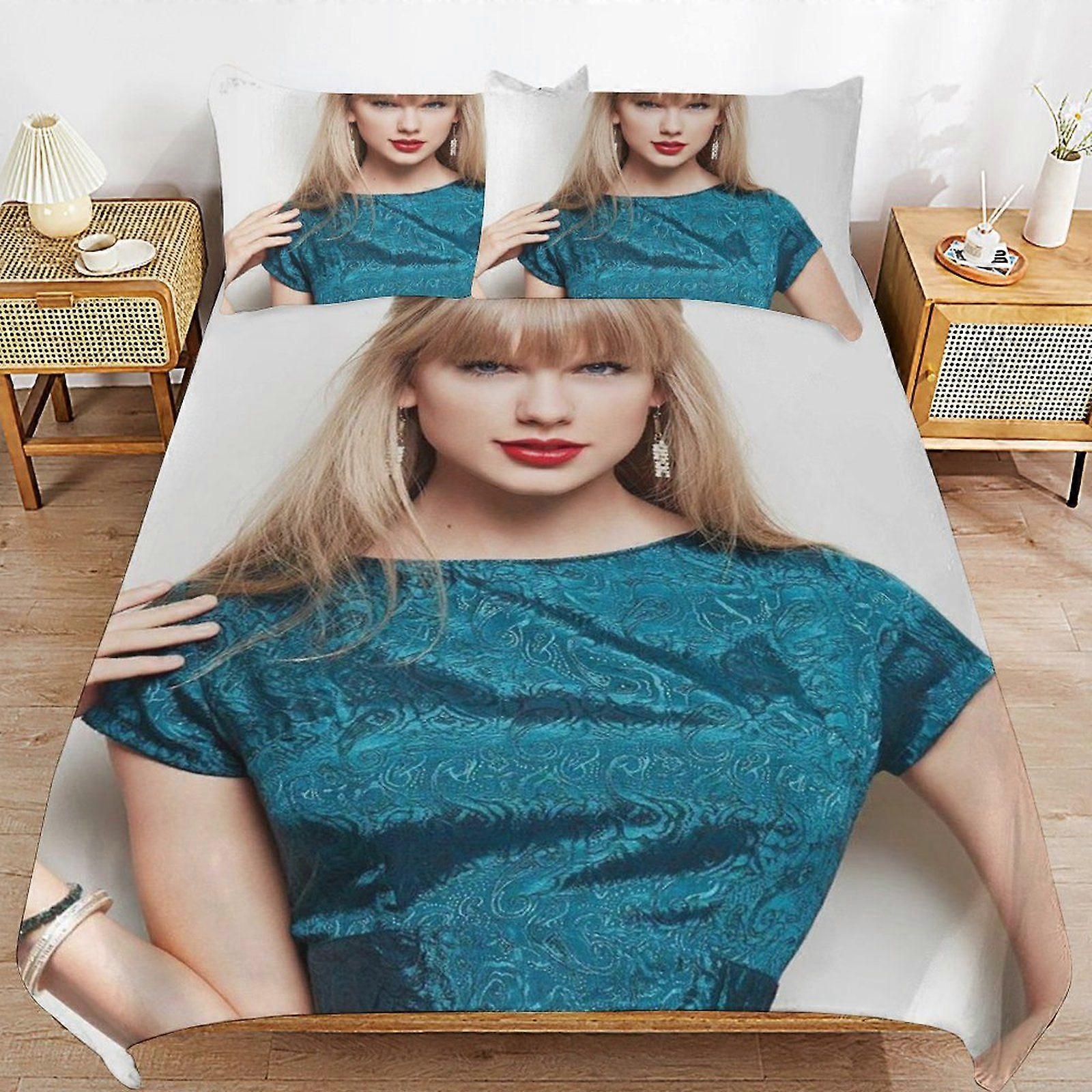 w136 Taylor Swift Bedding Solution Soft Texture Smooth Finish Cozy Zipper Duvet Cover Sets for Family Sleep m136