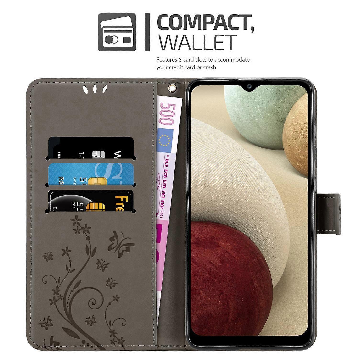 Samsung Galaxy A12 / M12 Προστατευτική θήκη - με floral μοτίβο και υποδοχή κάρτας