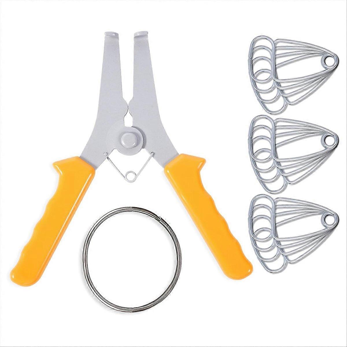 14Pcs Miter Spring Pliers Kit, with 1 Miter Spring Pliers, 12 Miter Clamps and 1 Storage Ring