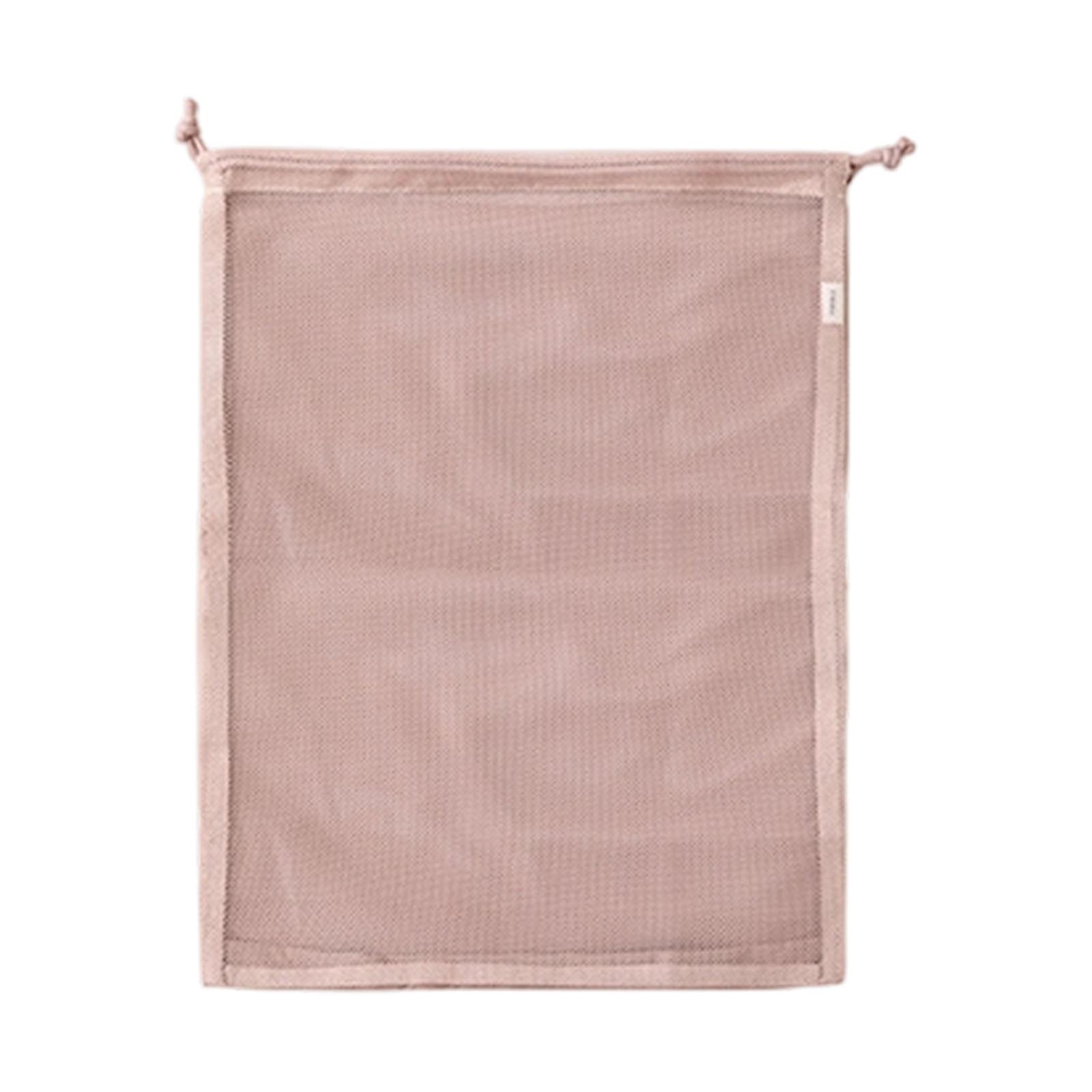 Multipurpose Drawstring Travel Pouches Durable Polyester Fabric Organization Pouches Efficient Packing Solution  Pink