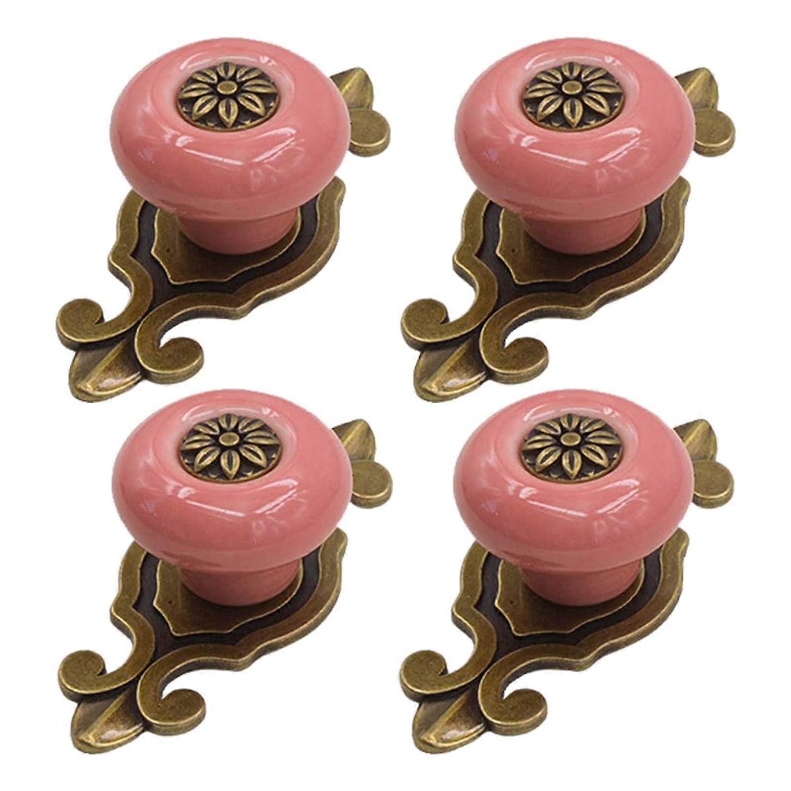 4PCS Additional Drawer Pulls Antique Bronze Finish Metal Mixture Base Permanent 26mm Height Hardware For Drawer Closet Kitchen Improve  Red