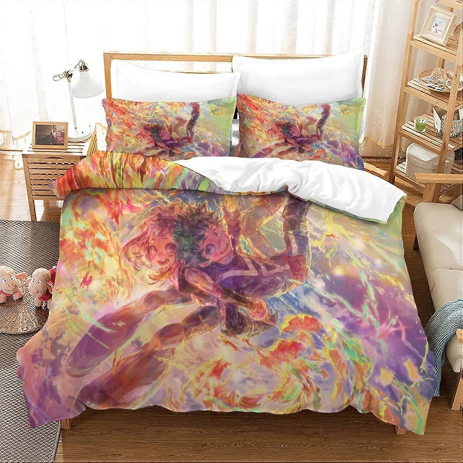 My Hero Academia 3D غطاء لحاف ، مجموعات الفراش ، مجموعة سرير لحاف بولي قطن ، كرتون منزلي المنسوجات الصبي الملك