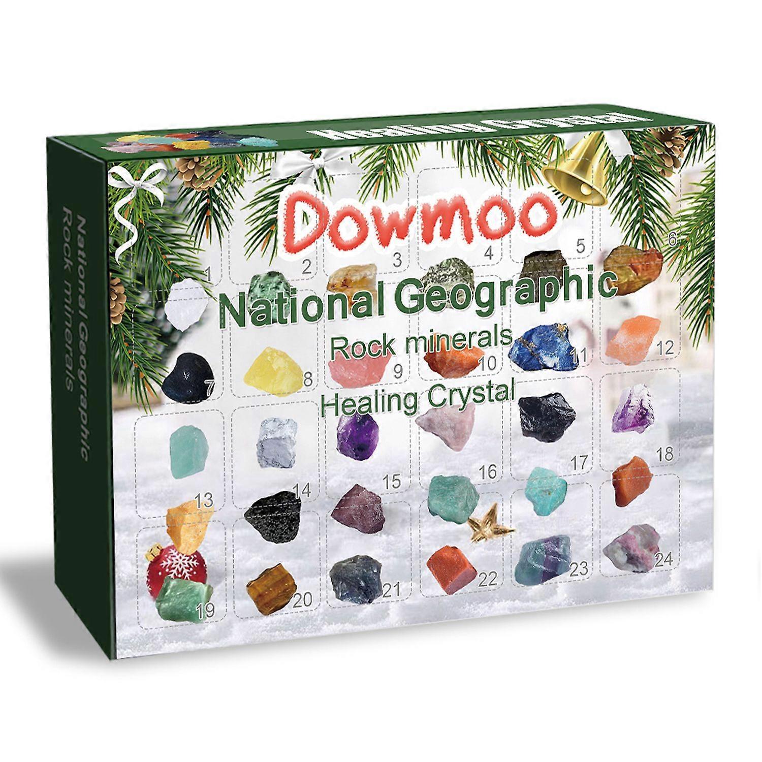 DOWMOO 24PCS Christmas Advent Calendar Mineral Collection Set Educational Geology Gift Box Daily - 2