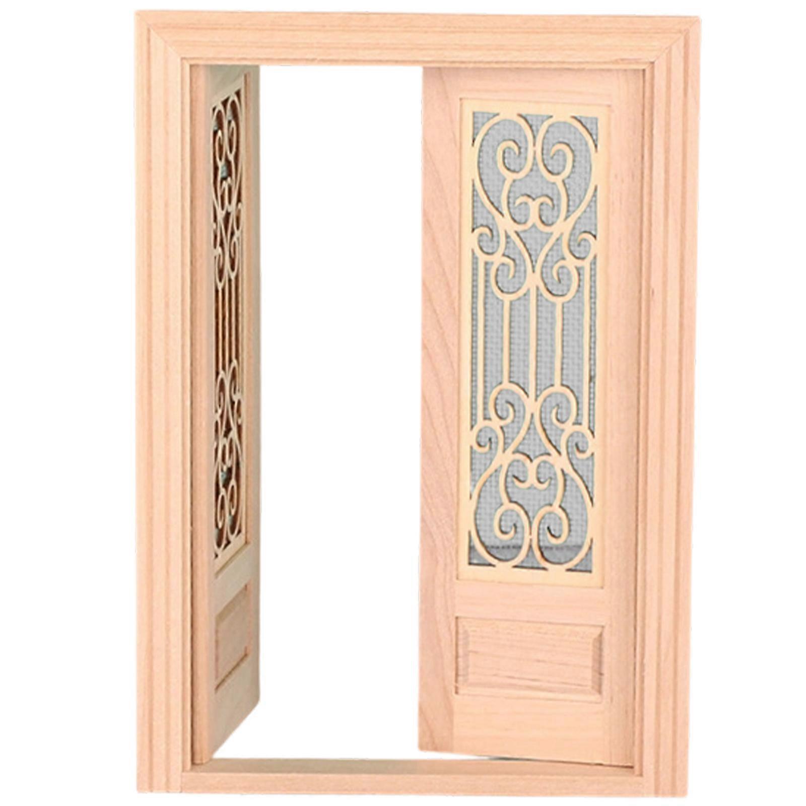 1/12 Mini Wooden Double Doors Unfinished Blank For Custom Painting DIY Enthusiasts And Model Train Enthusiasts Multicolor