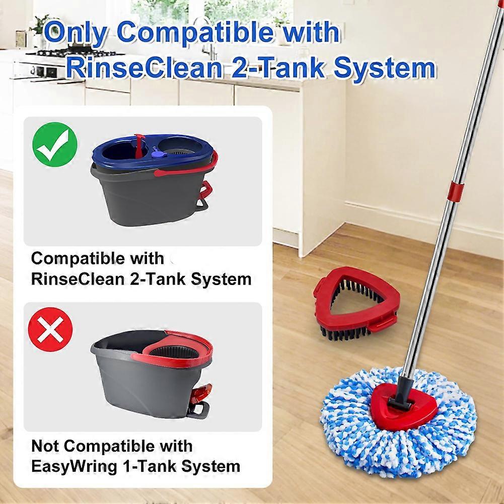 Spin Mop Handle Mop Heads and Base Replacement Sets Compatible with O Cedar EasyWring Rinseclean 2 Tank SystemReusable