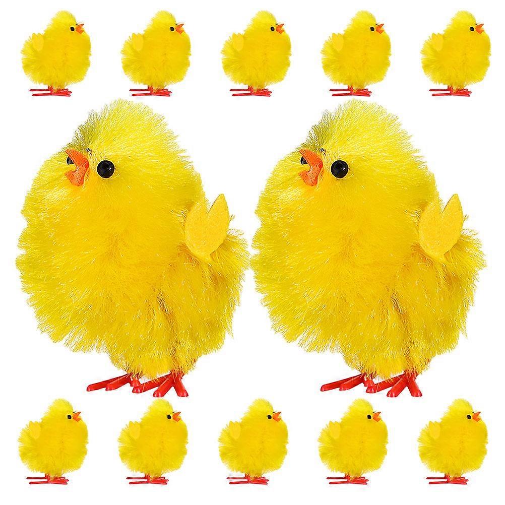 Funny Chick Easter 12Pcs Chenille Easter Chicks Miniature Figurines Decoration