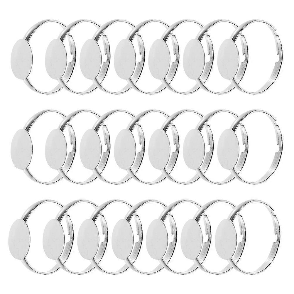 50pcs Adjustable Iron Empty Bezel Ring Blanks for DIY Jewelry Making in Silver Base Structure 10mm
