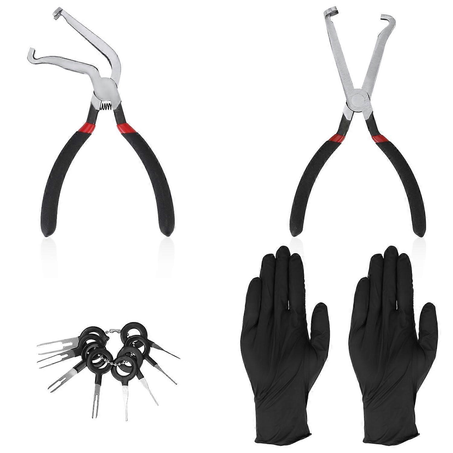 2pcs Electrical Connector Disconnect Pliers Set with Bent Claw Grip for Automotive Terminal Removal