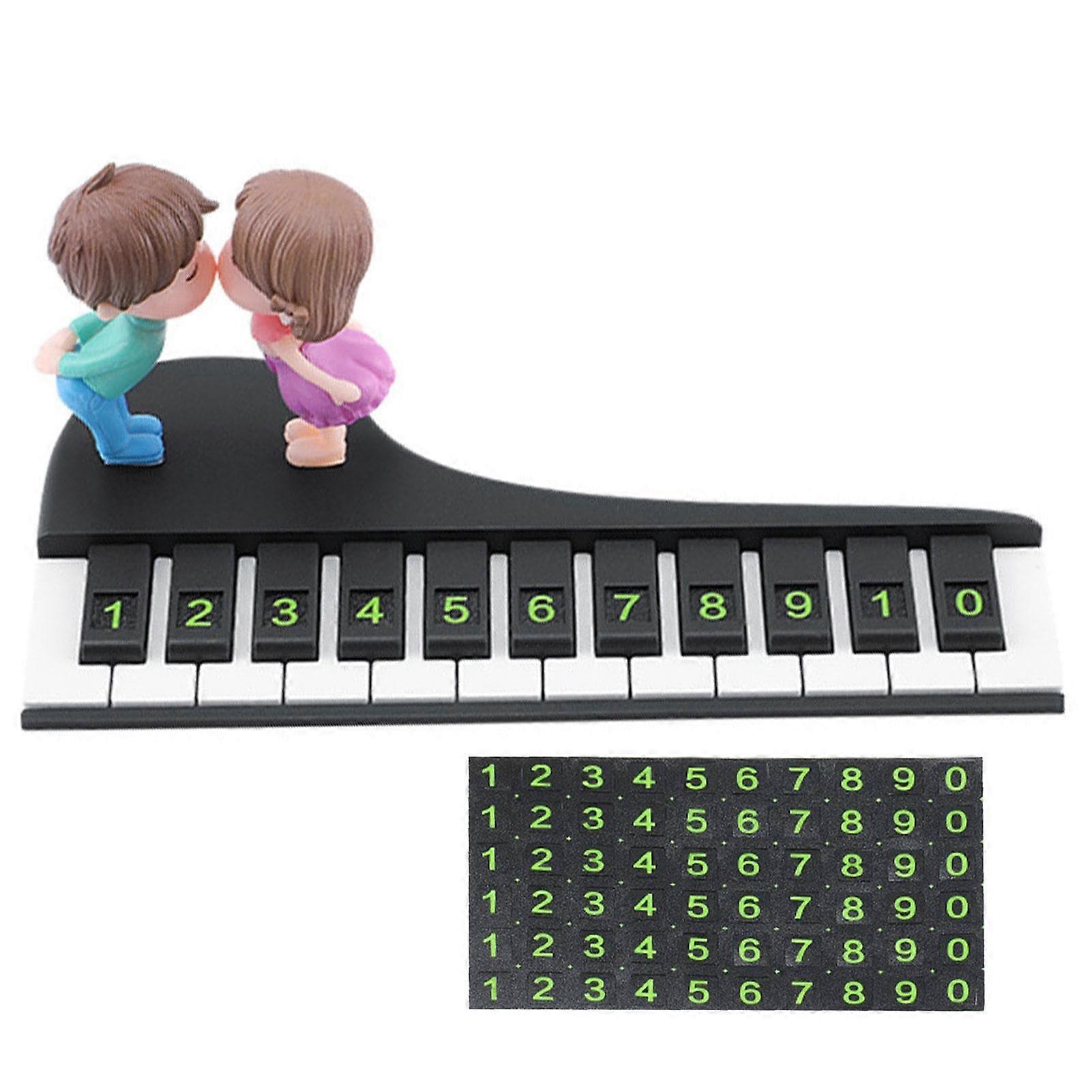 Temporary Parking Phone Number Plate with Piano Design, NonSlip Dashboard Base, Black