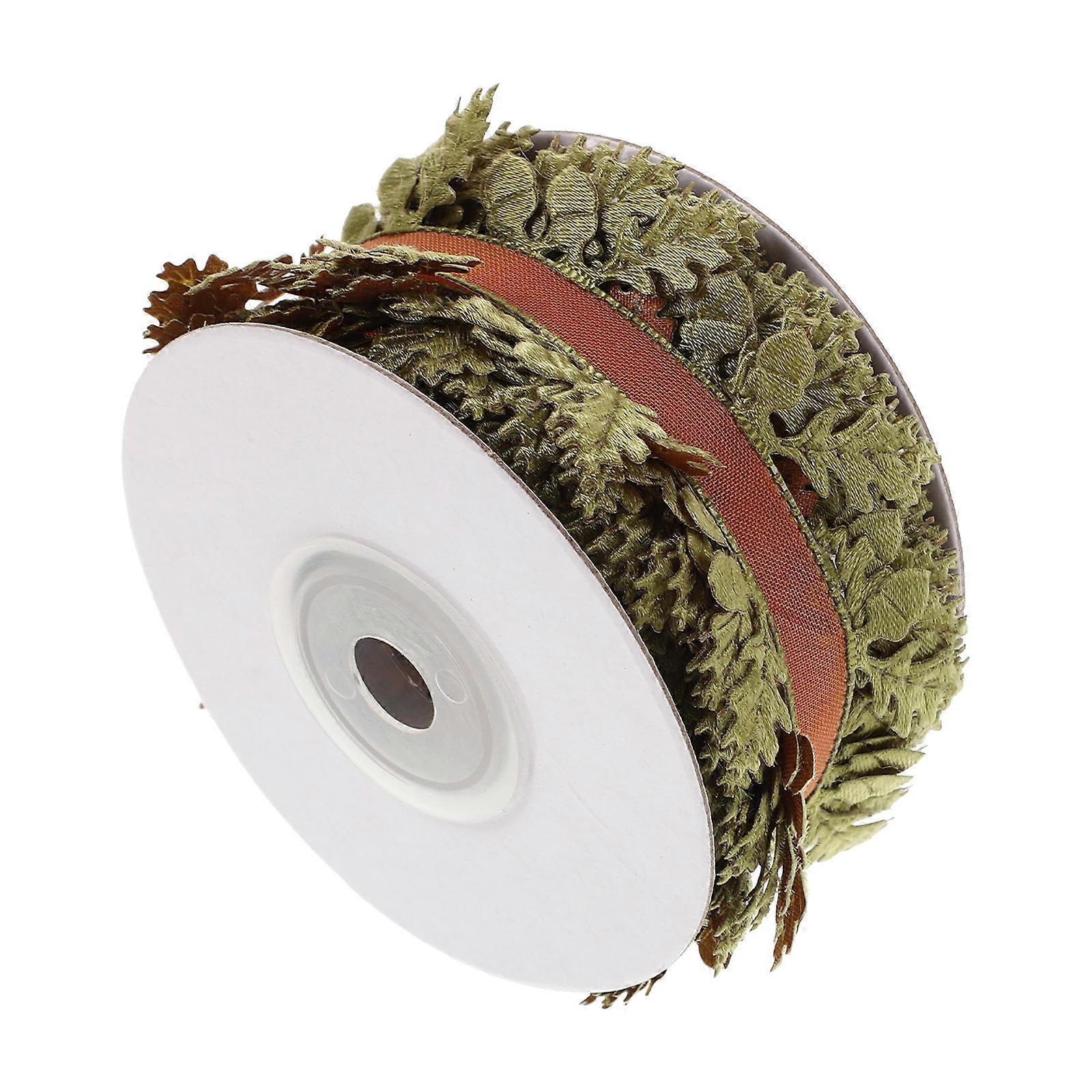 Green Christmas Leaf Shape Ribbon for Present Wrapping Decoration 1 Roll