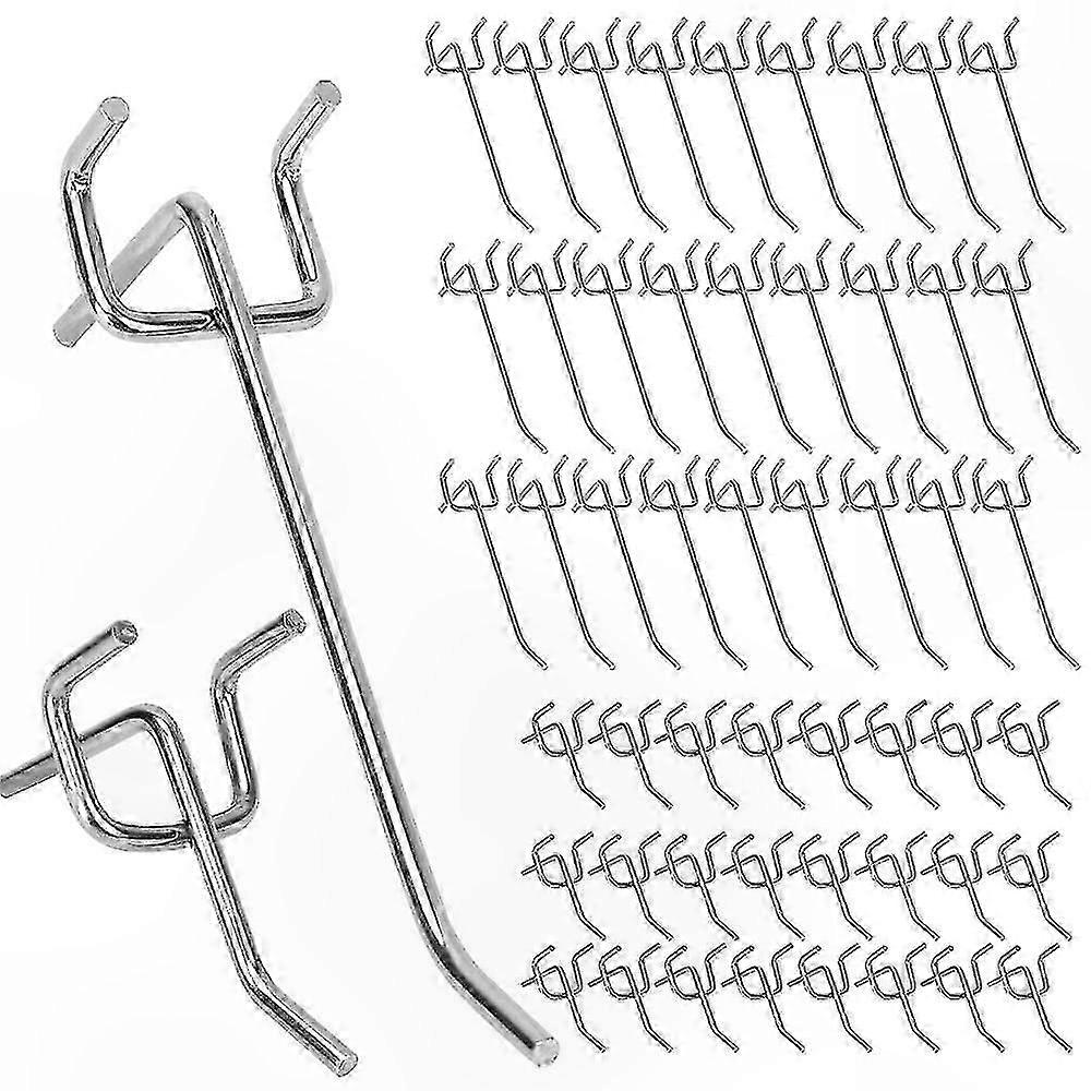 50 Pack Pegboard Hooks for Wall Panels and Retail Displays, Includes 10cm and 5cm Single Hooks for Organizing Storage Solutions