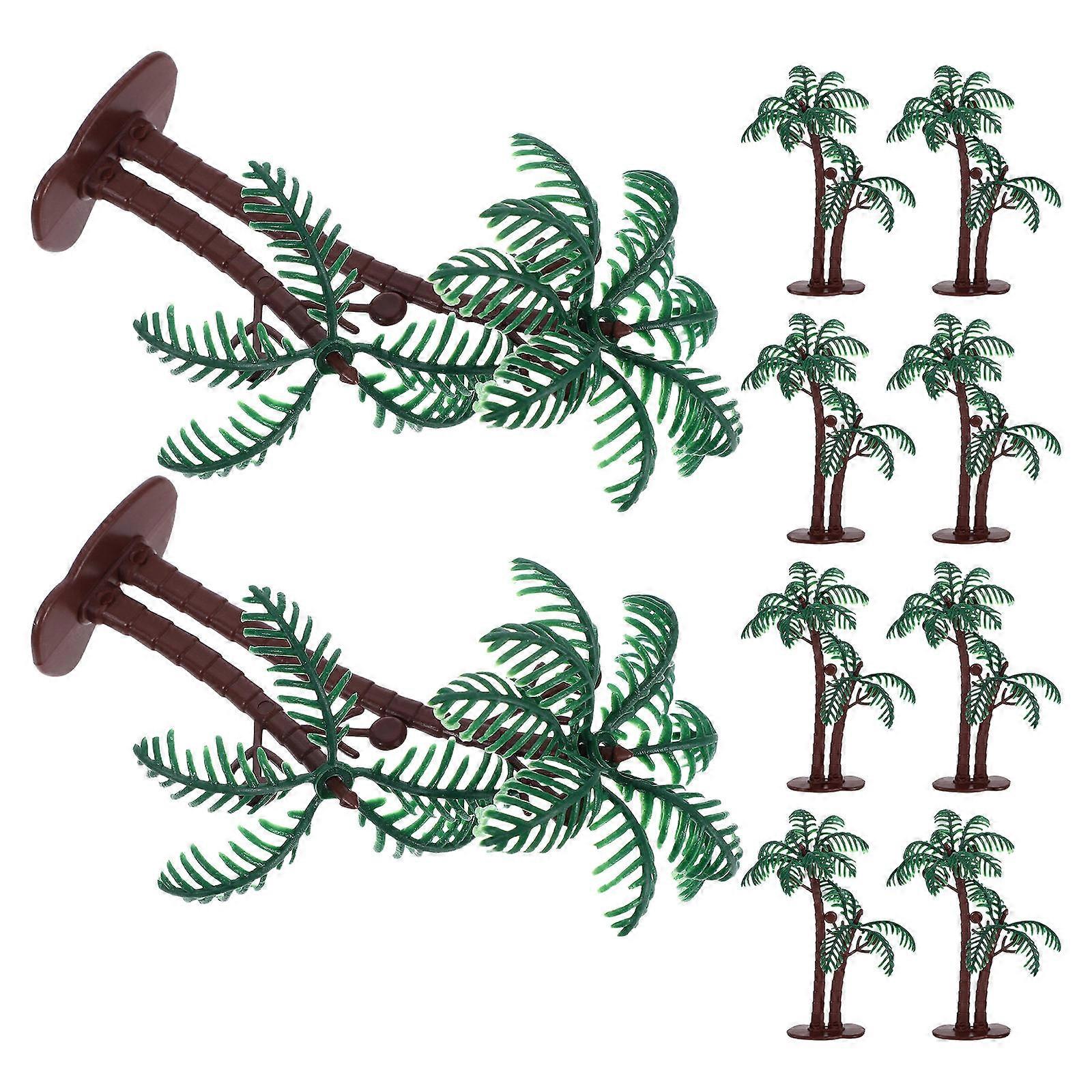 Green Artificial Palm Tree Coconut Palm Tree for Decor 15Pcs Miniature Set
