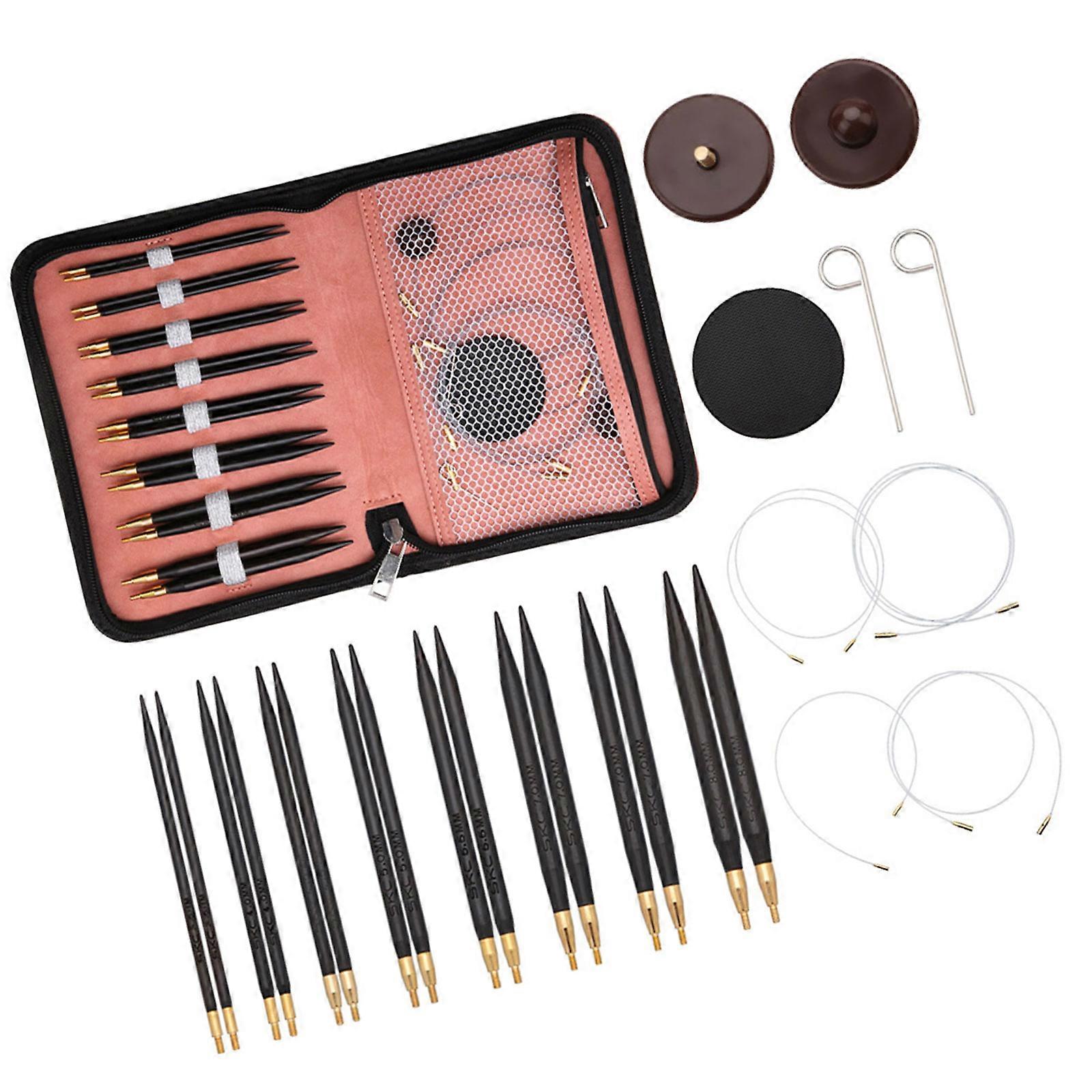 Interchangeable Circular Knitting Needle Set Double Pointed Straight Knitting Needle Set for Knitting Weaving Crocheting Multicolor