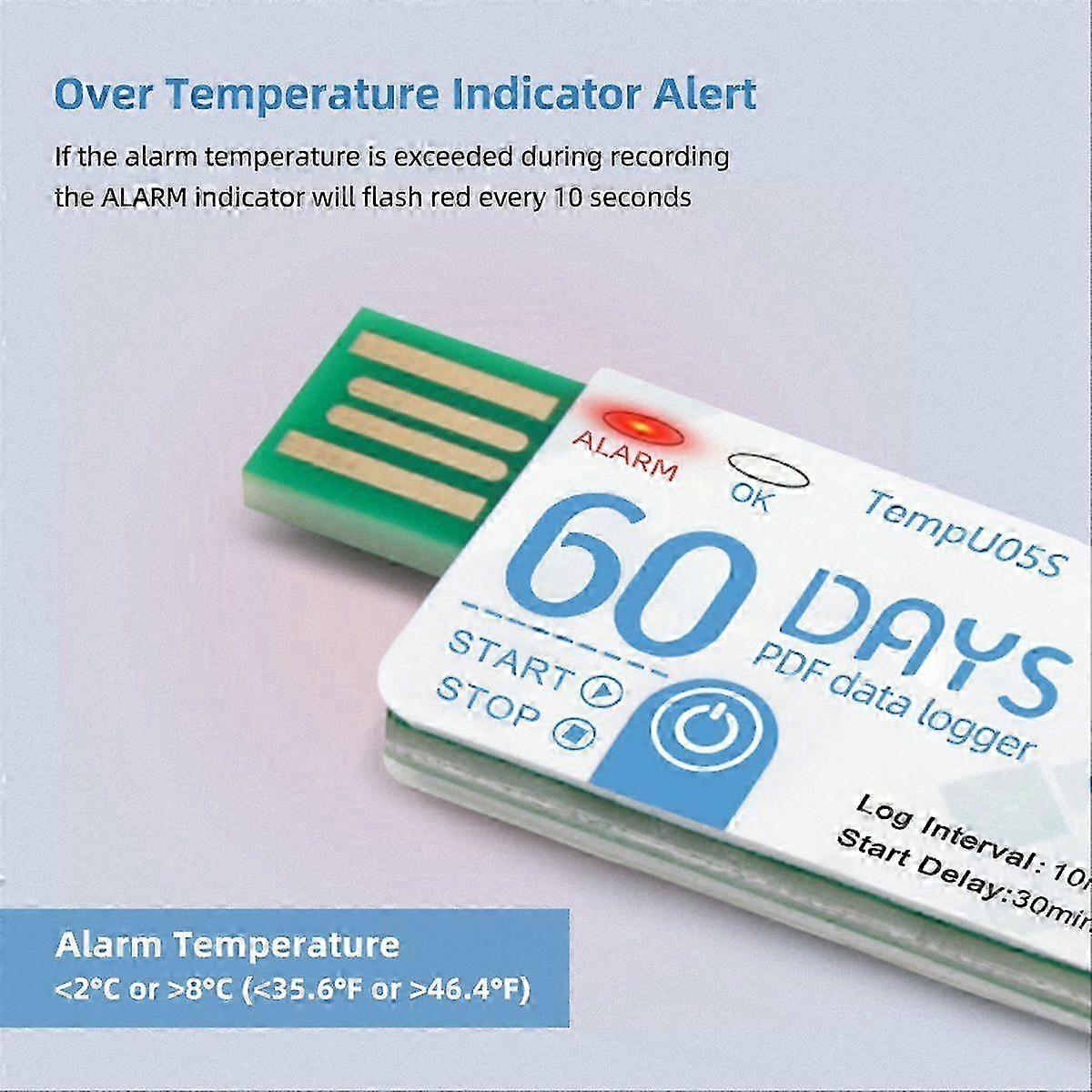 10Pcs TempU05S USB Temperature Data Logger 60 Day Single Use Temperature Analyzer PDF Report USB Te