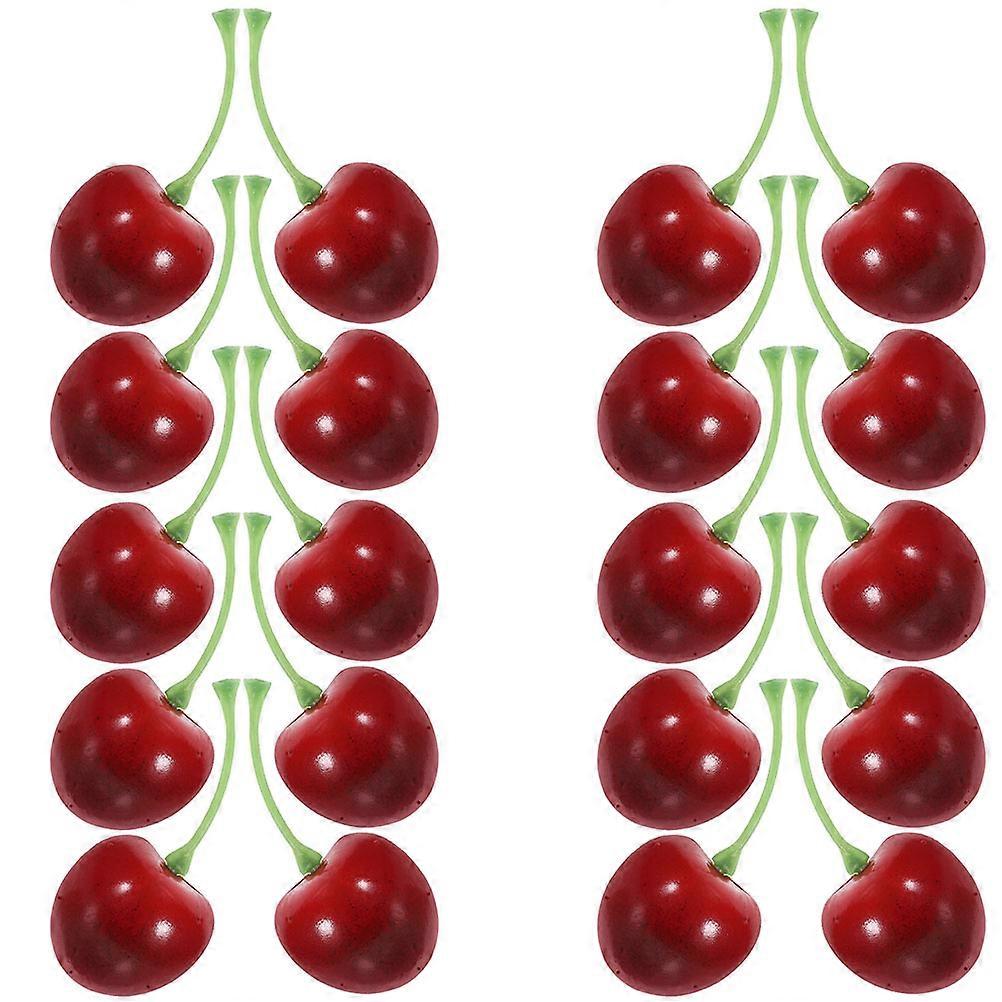 Artificial Fruit Model Set for Decoration 25Pcs Fake Cherry Simulation