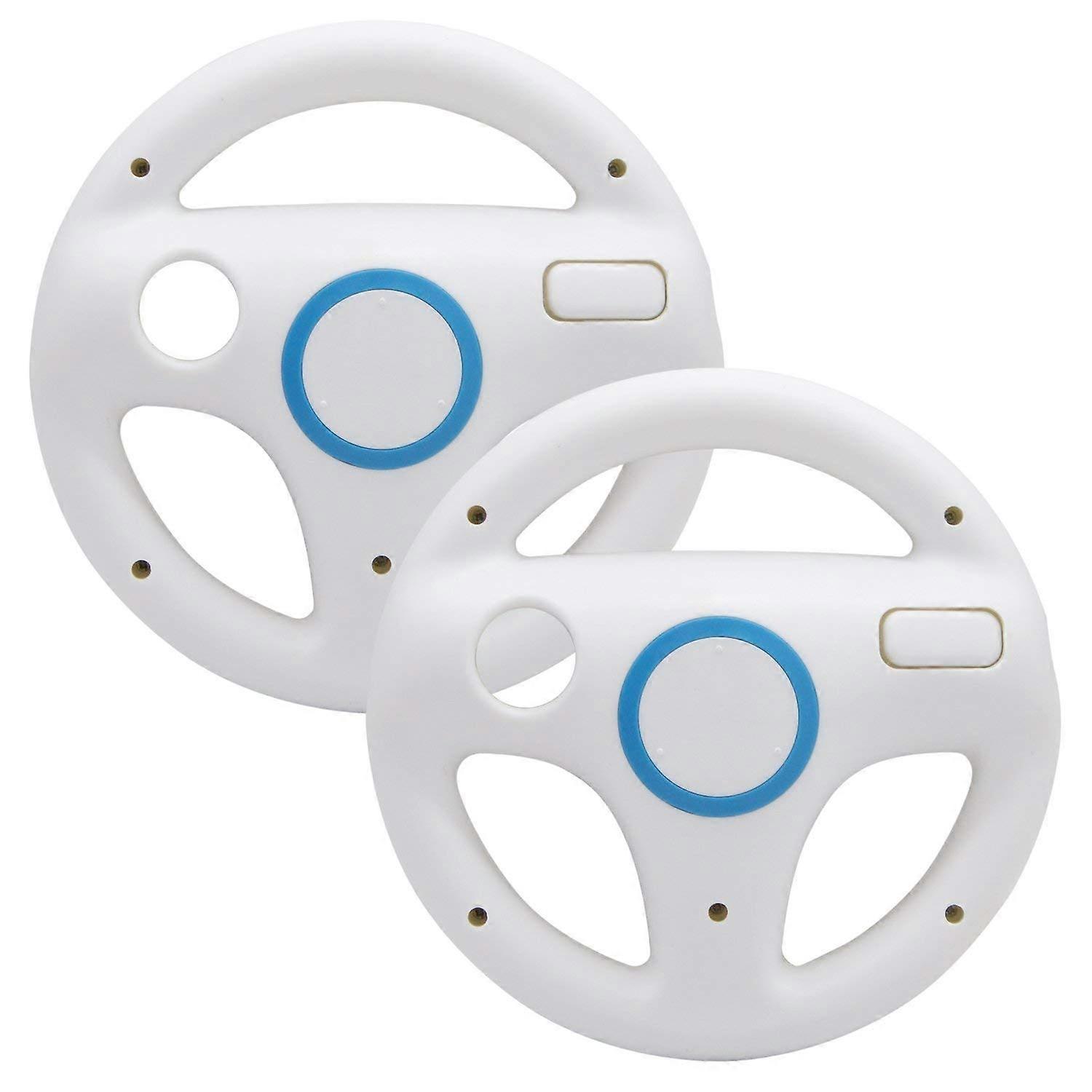 Steering Wheel 2 Pack White Compatible with Mario Kart for Nintendo Wii, Ergonomic Design for Responsive Control