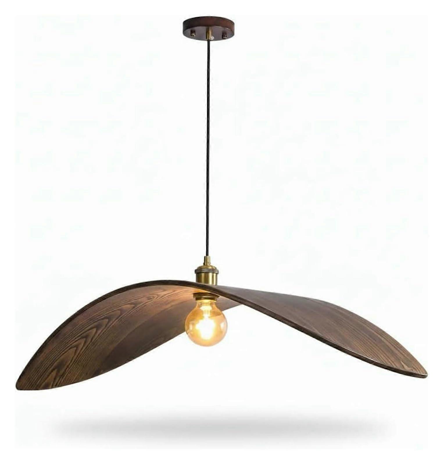 Wood Pendant Light Fixture with Adjustable Height, Rustic MidCentury Design, E27 Ceiling Lamp for Kitchen