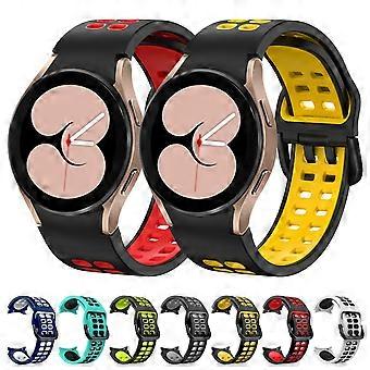 For Samsung Galaxy Watch4 40mm / 44mm Double-row Hole Two-color Silicone Watch Band