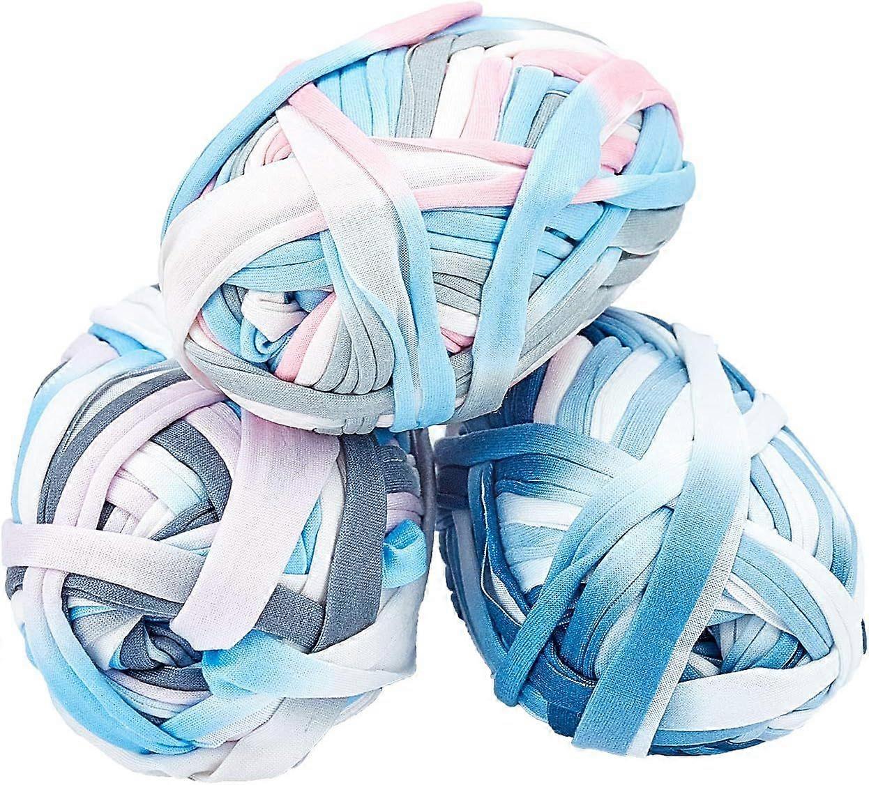 3pcs Mixed Color Polyester Cord Knitting Yarn Fabric Cloth T-Shirt Cloth Cord Carpet Yarn for Hand DIY Bag Blanket Cushion Crocheting Projects