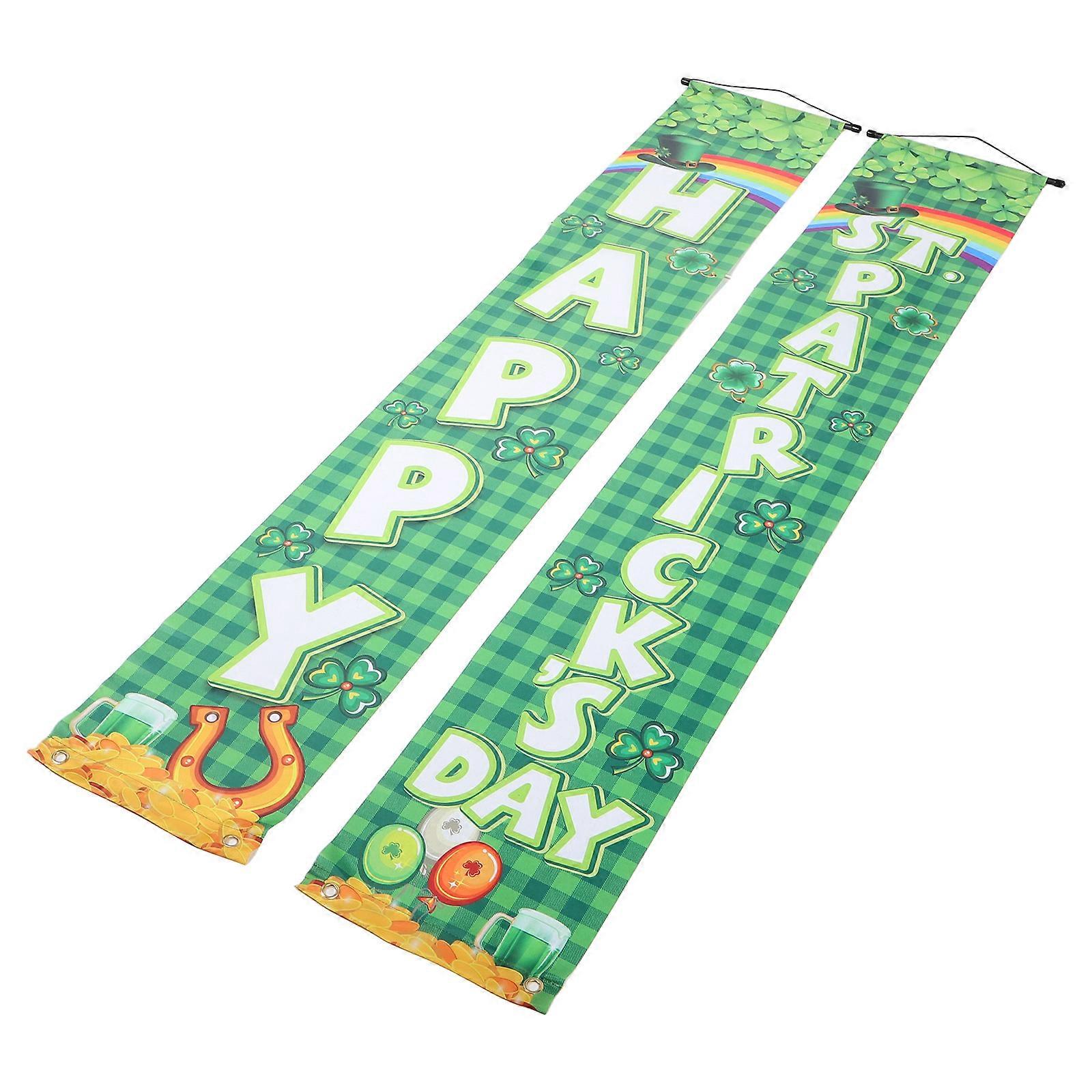 St Patricks Day Banner Decor with Shamrock Patterns for Indoor Outdoor Decor Polyester Multi 1 Set