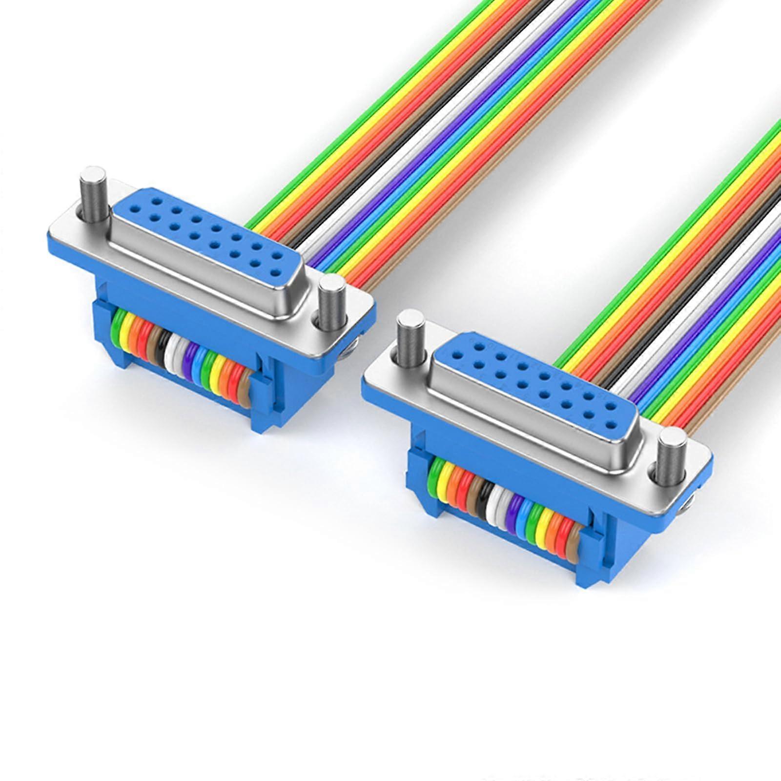 DB15 Female To Female Flat Ribbon Cable 800cm 1000cm 500cm Rainbow Color For Computer Machine Tool Connection
