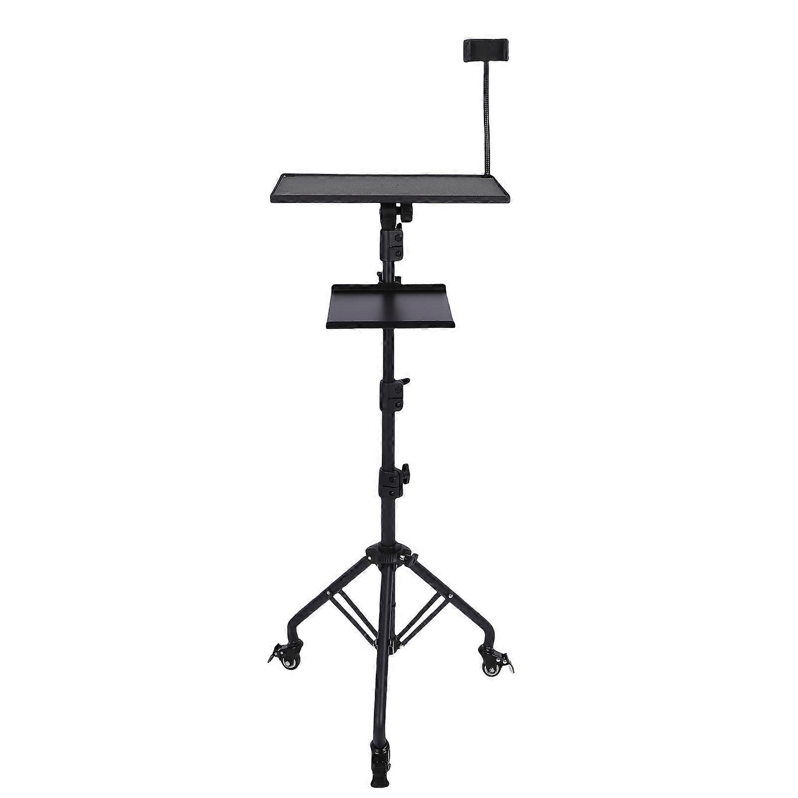 Projector Stand Tripod, Height Adjustable Laptop Floor Stand With Wheels, Brake Switch, Elastic Belt, Anti Skid Pad