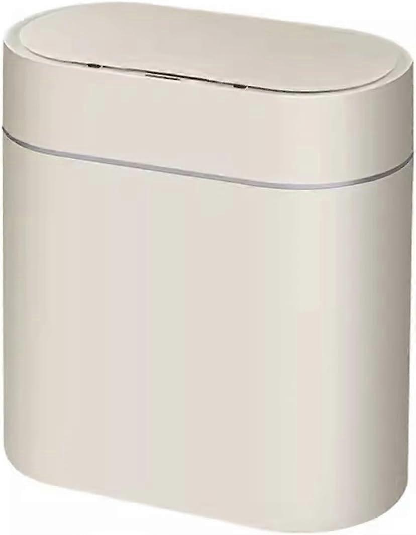 Slim Sensor Trash Can with Smart Touch Opening, Waterproof Automatic Waste Bin for Bathroom Kitchen (Milky White)