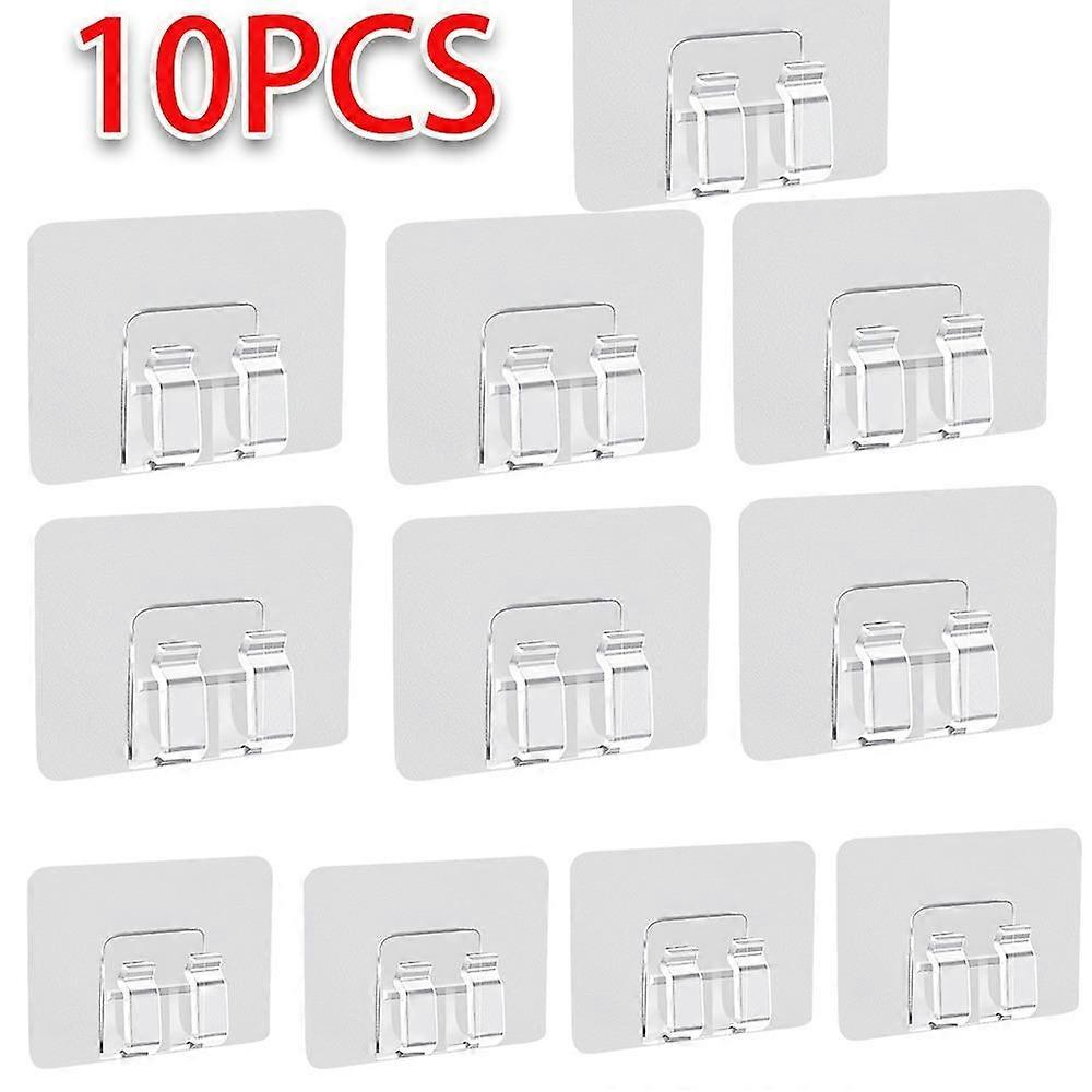 10PCS Wall-mounted Buckle Hook Transparent Kitchen Bathroom Sticky Hook
